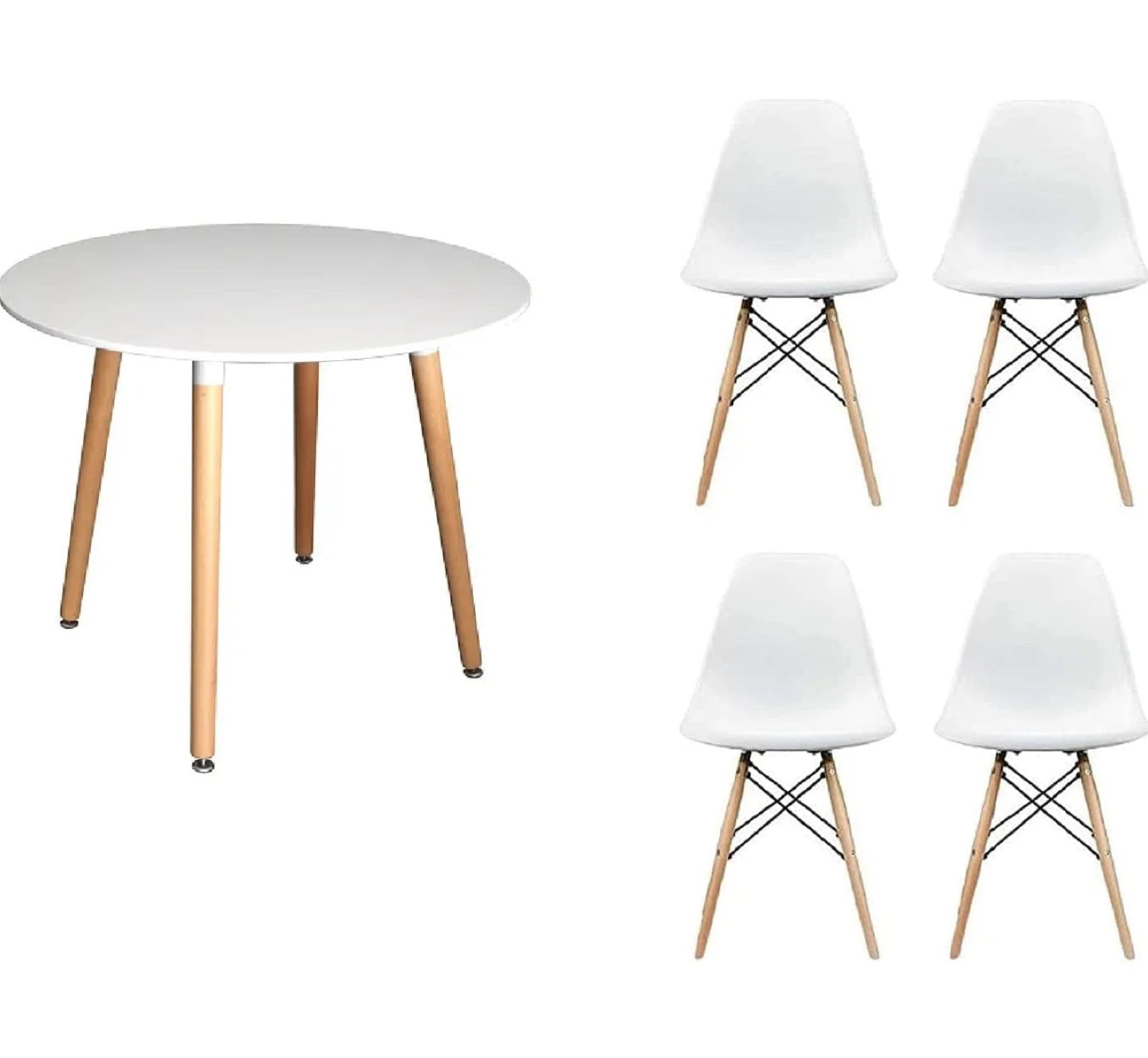 White Round Dining Table with 4 Chairs - photo 2