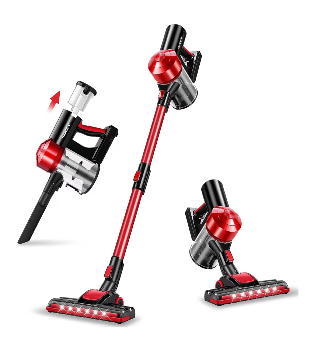 iWoly Cordless Stick Vacuum - Red & Black