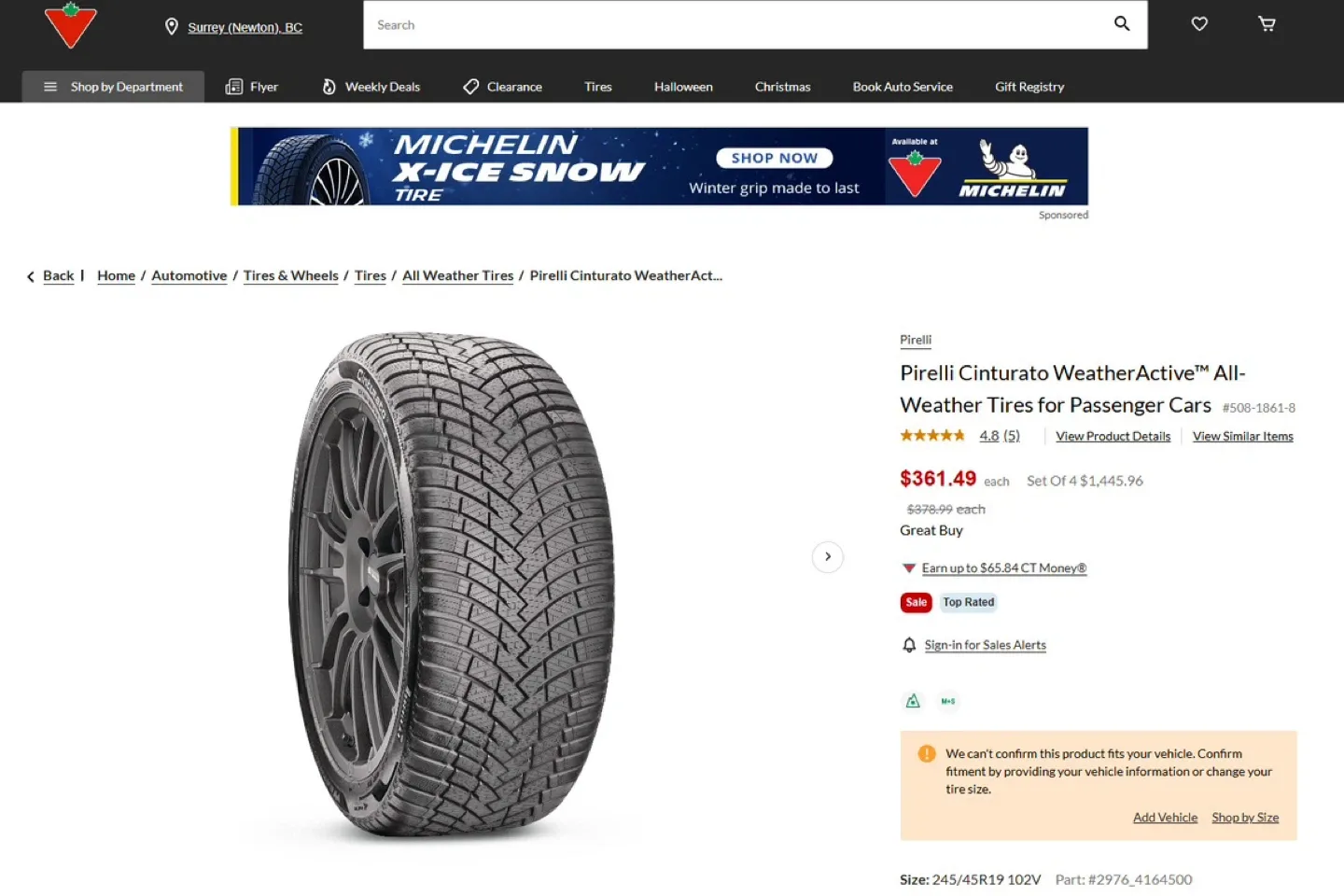 Pirelli Cinturato Weatheractive all-weather tires (set of 4) image indicator(4)