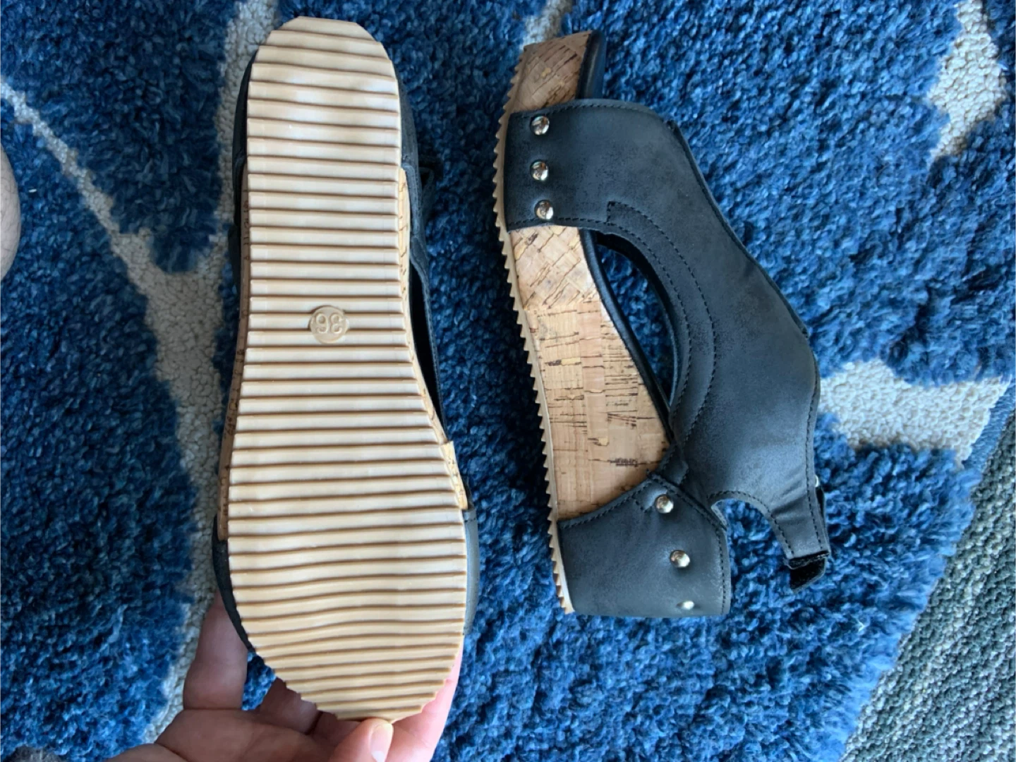 Black Wedge Sandals - Size 6 #freecycle - photo 2