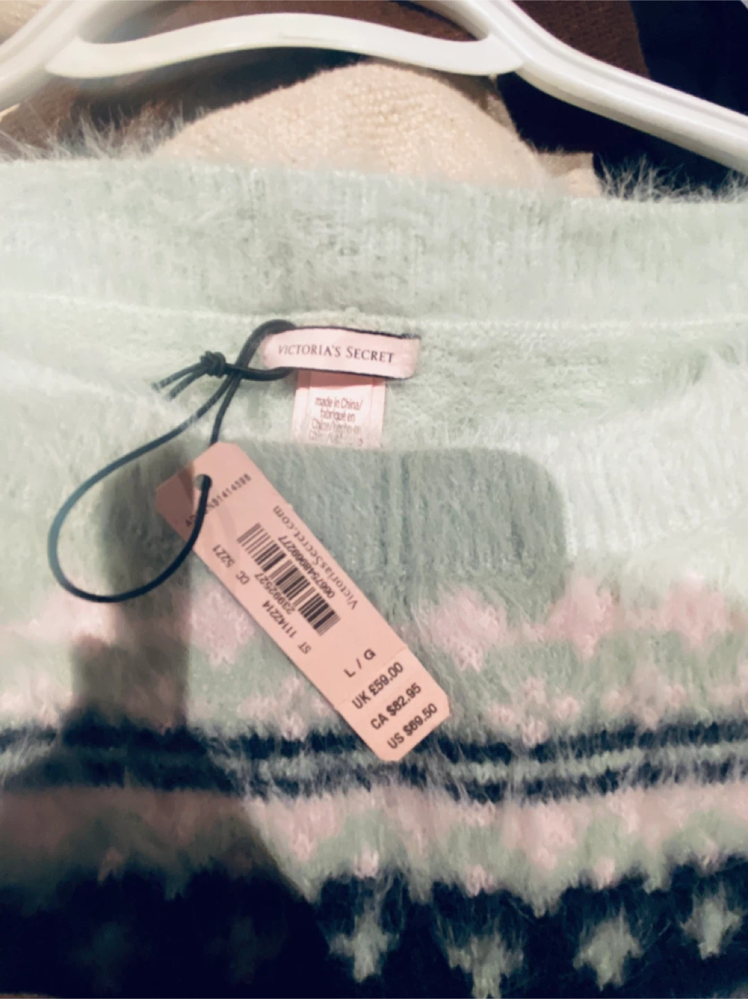 Fuzzy Victoria's Secret Heart crop Sweater - Size L - photo 2