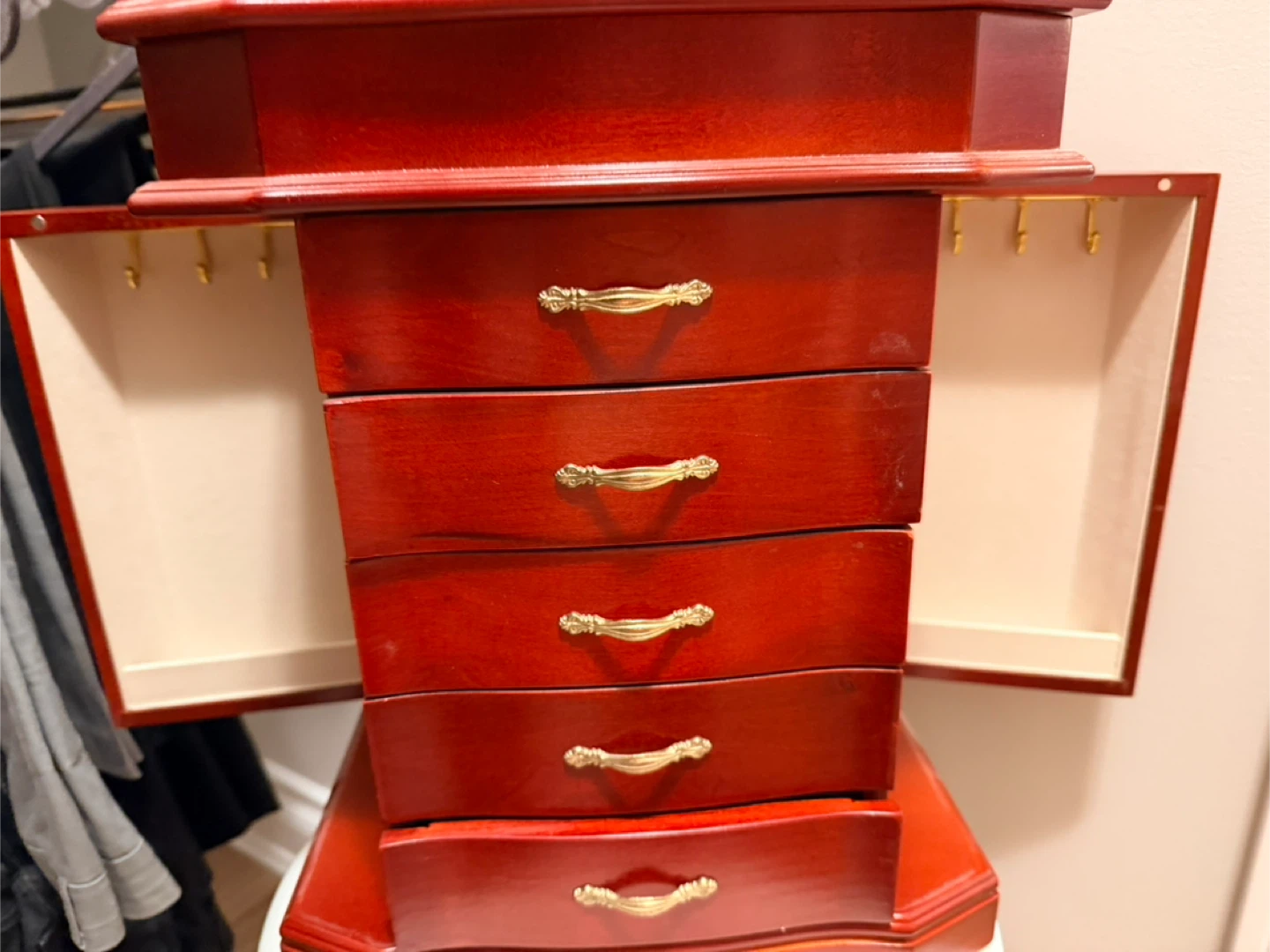 Wooden Jewelry Box with Drawers