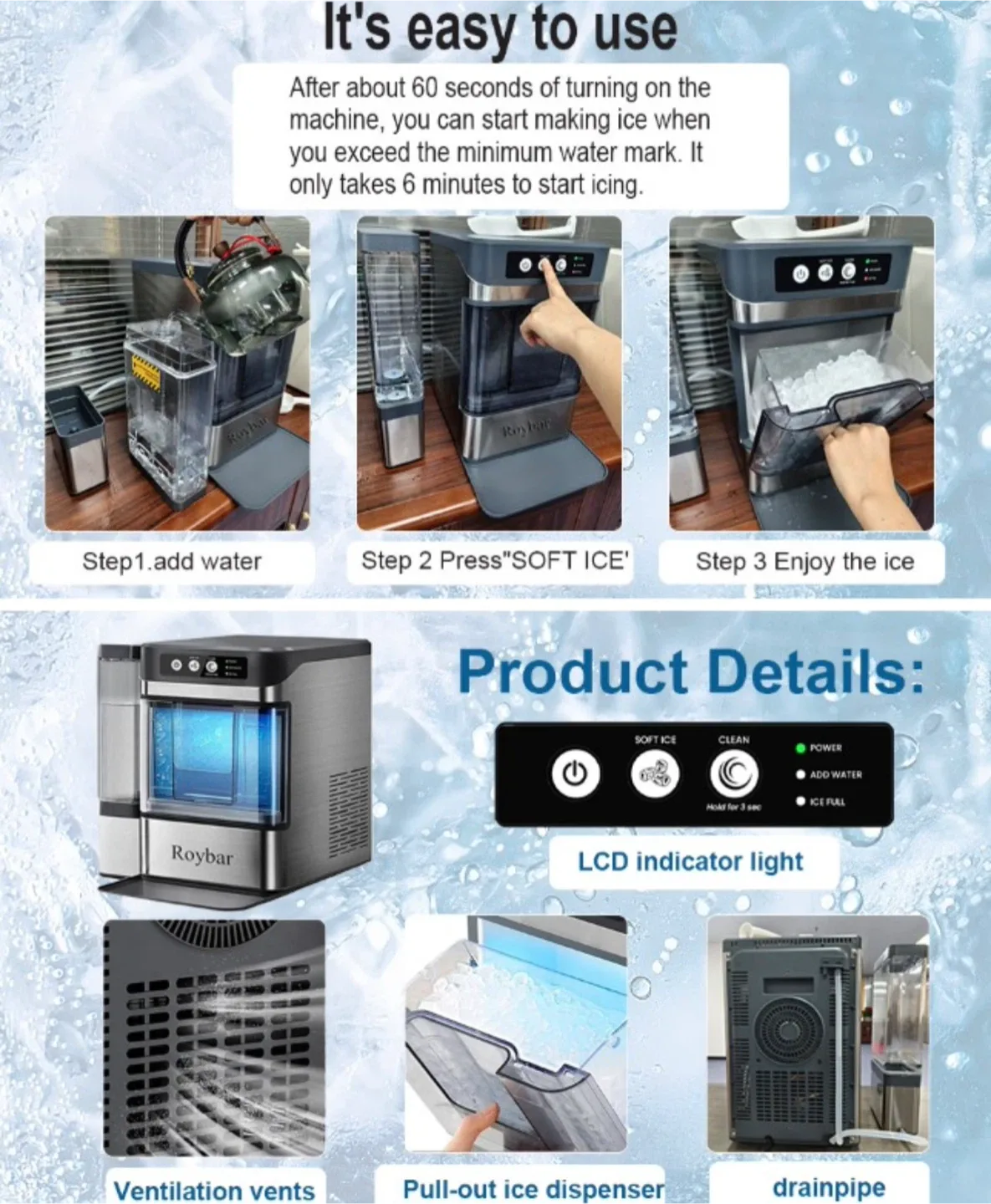 New in box Roybar Ice Maker - Makes Ice in 6 Minutes! image indicator(9)