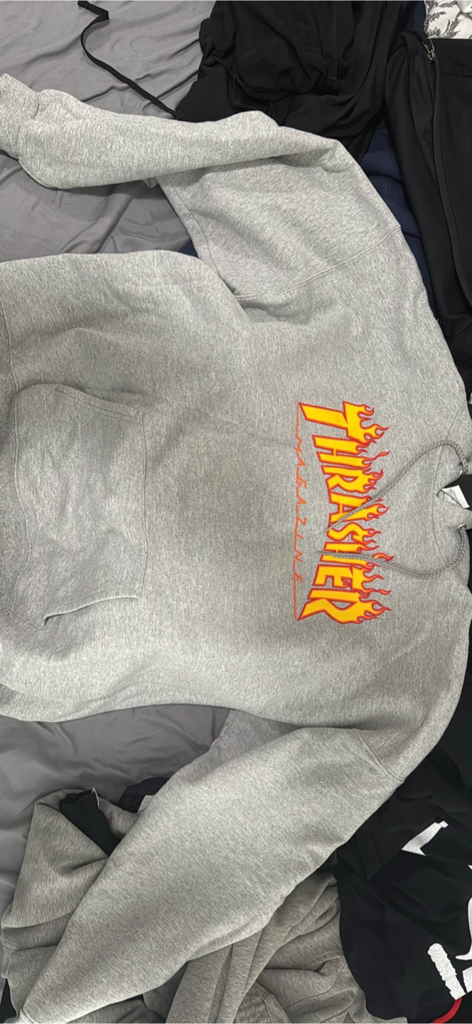 Thrasher Flame Logo Hoodie - Grey