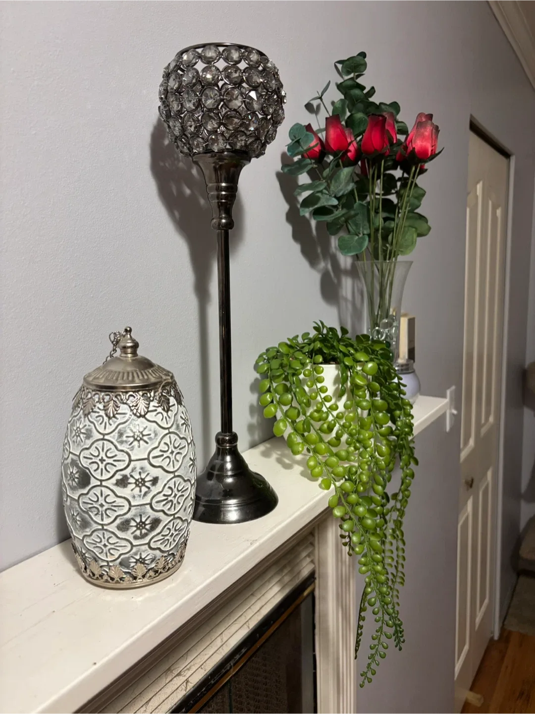 🌹Romantic Smoky Silver Candle Holder image indicator(6)