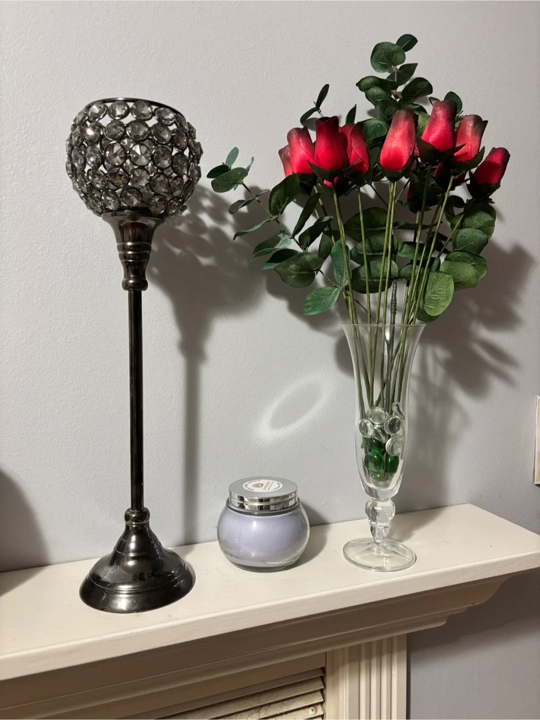 🌹Romantic Smoky Silver Candle Holder image indicator(2)