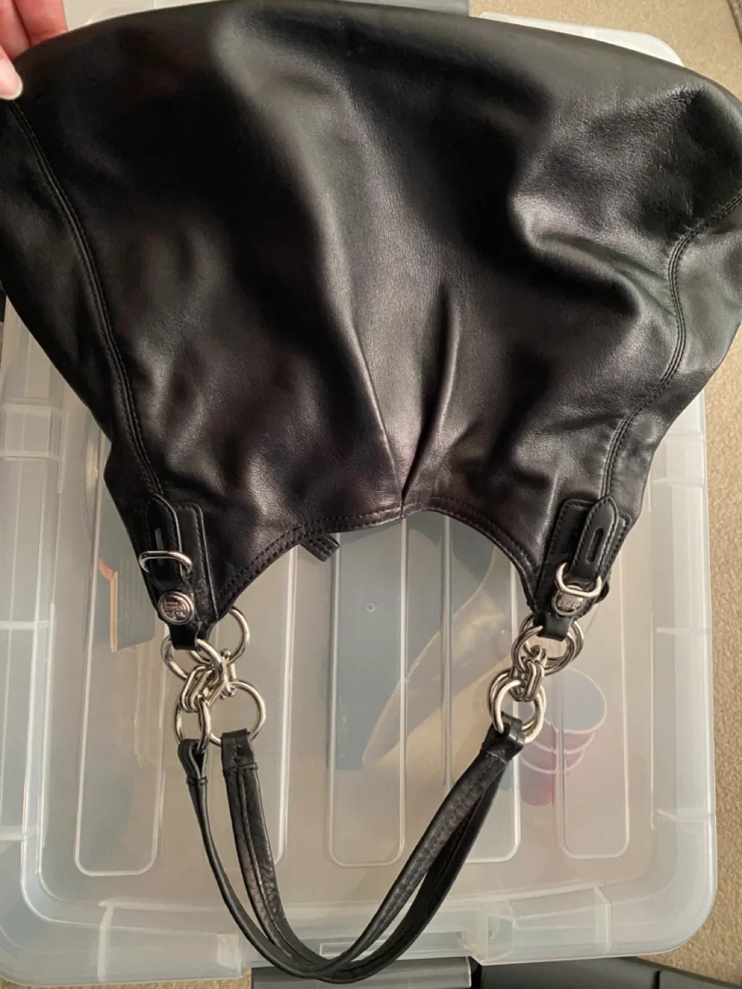 Coach Black Leather Shoulder Bag thumbnail