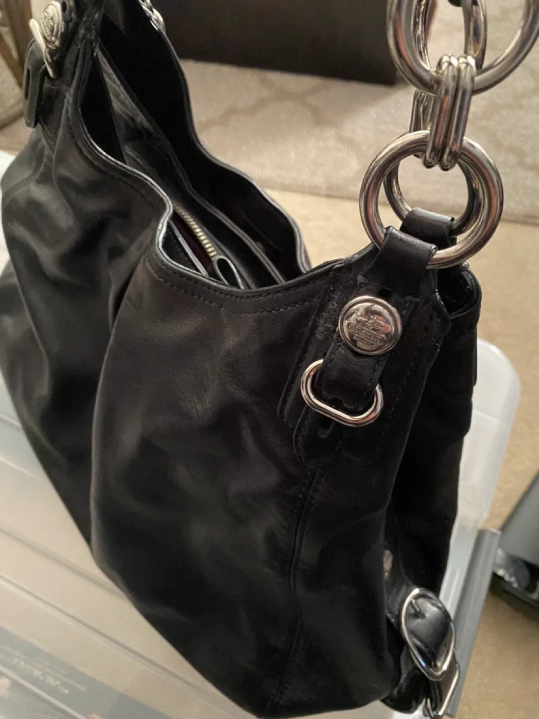 Coach Black Leather Shoulder Bag image indicator(4)
