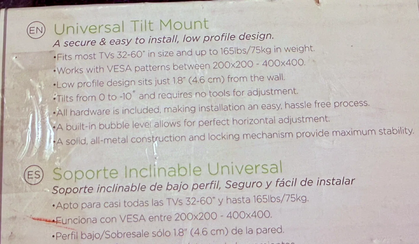 MOUNTS Tilt Flat TV Wall Mount 32-60" image indicator(5)