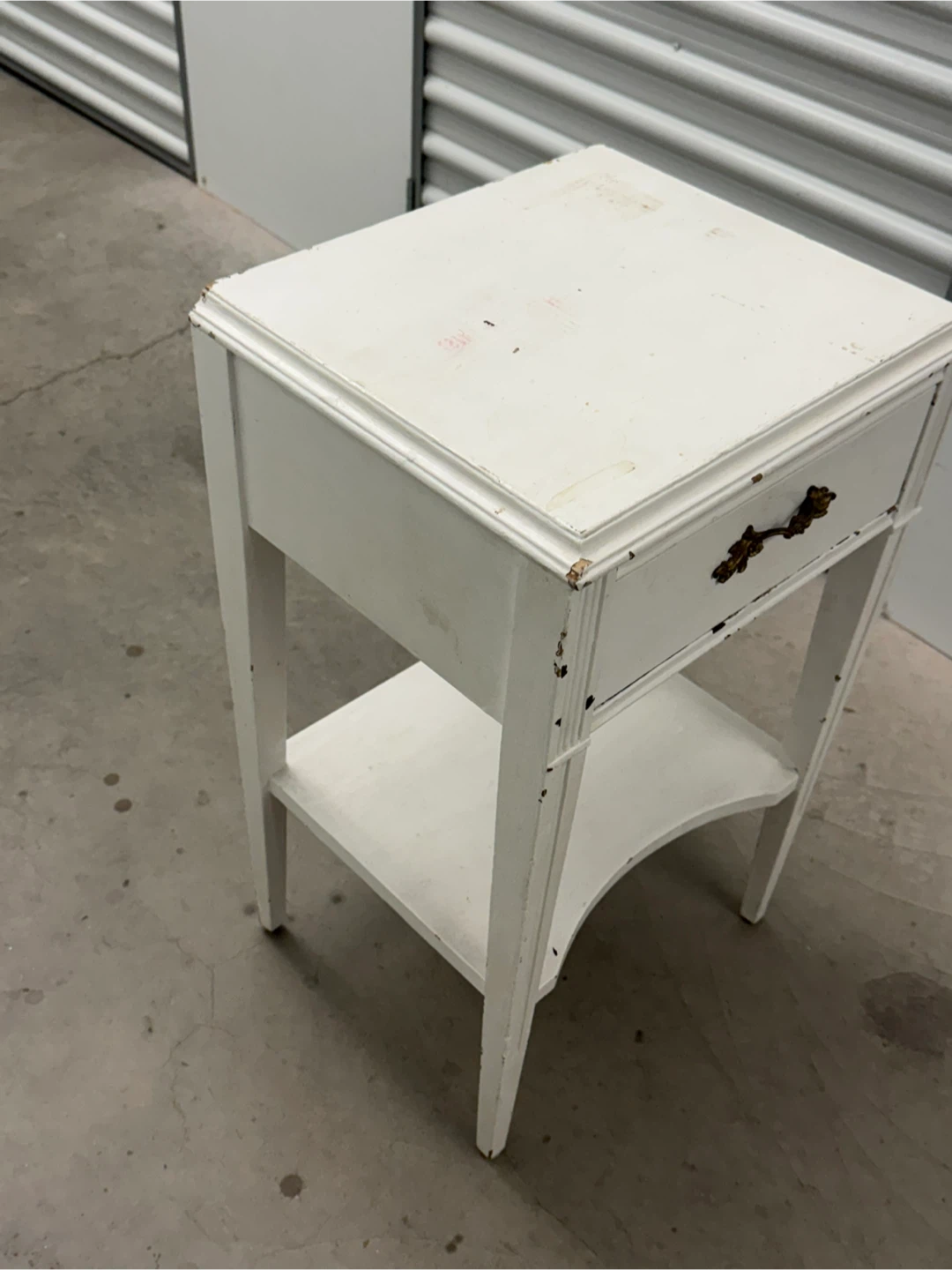 White Wooden Nightstand with Drawer - photo 2