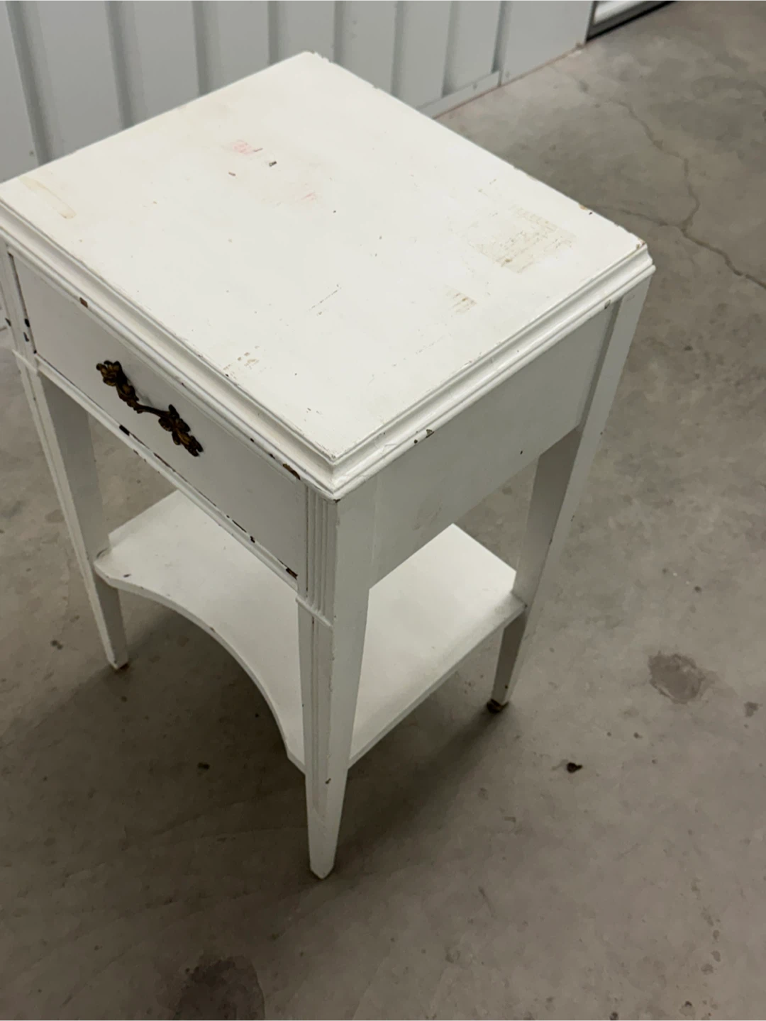 White Wooden Nightstand with Drawer - photo 3