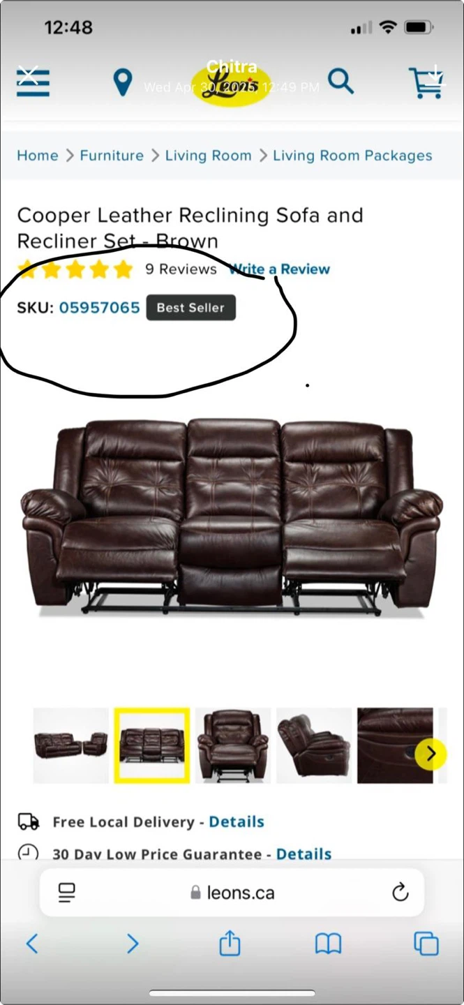 Cooper Leather Reclining Sofa . - photo 3