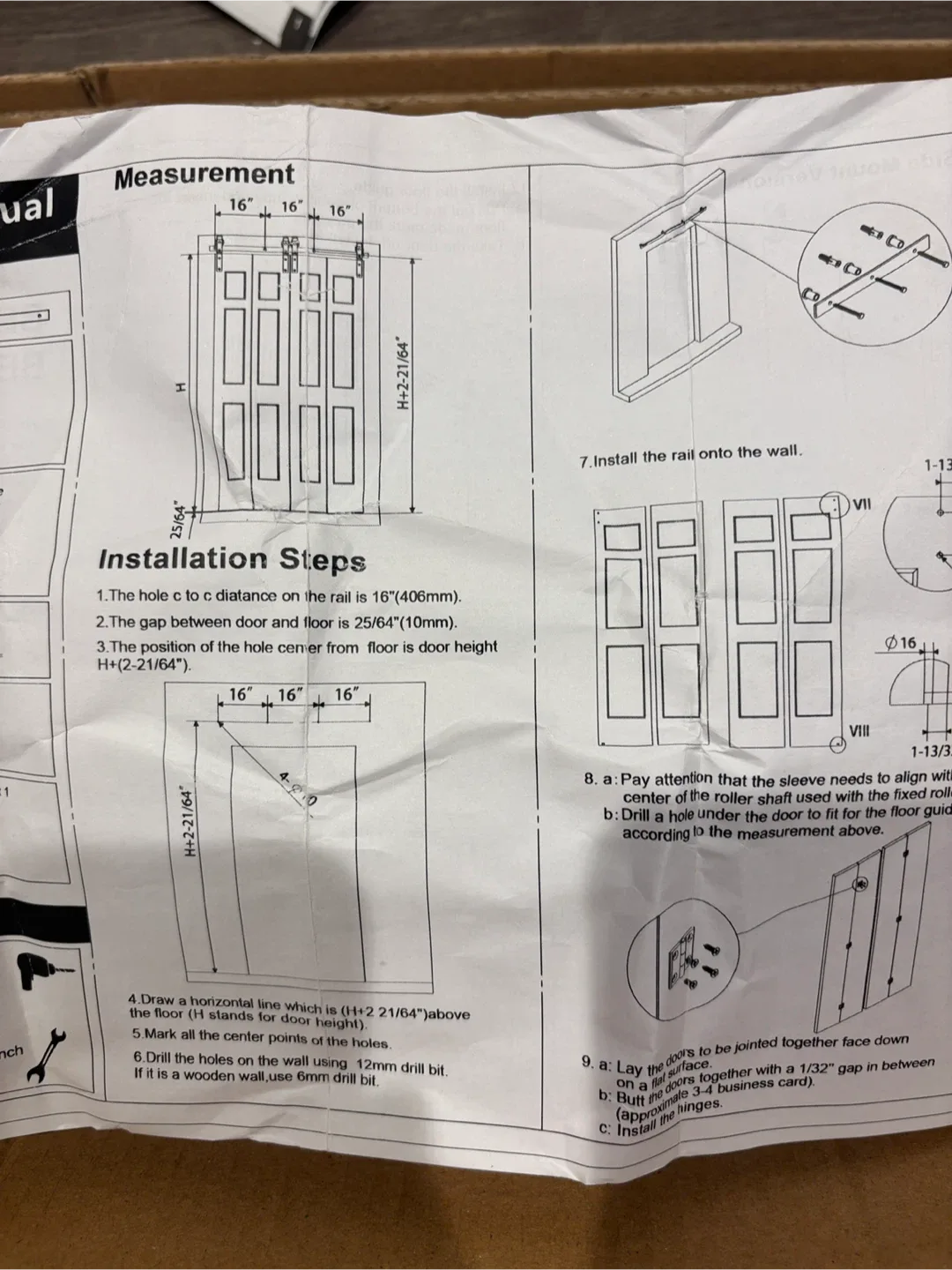 Bifold Sliding Barn Door Hardware Kit - Model BF-20Z-56Inches image indicator(9)