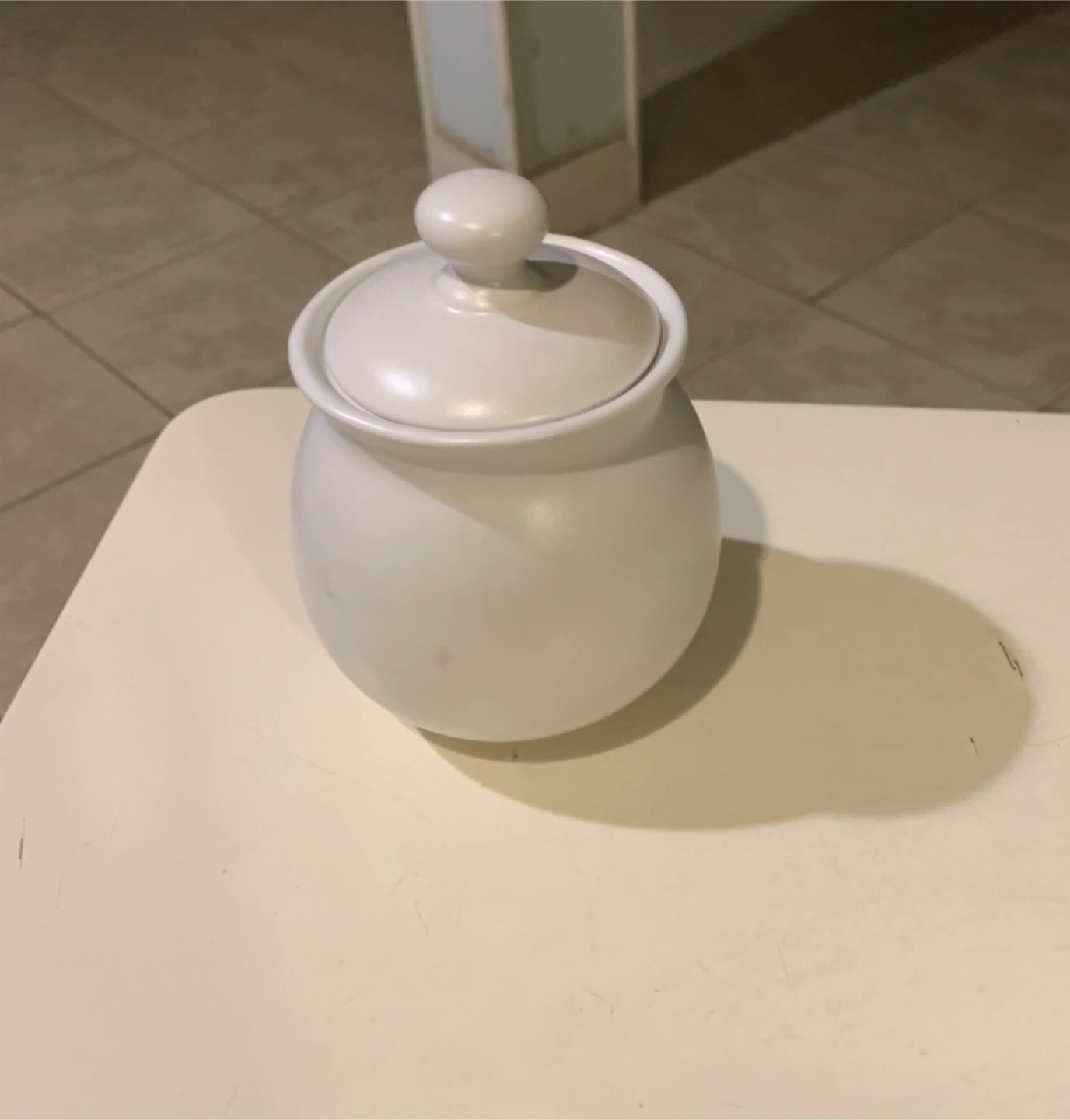 White Ceramic Jar with Lid