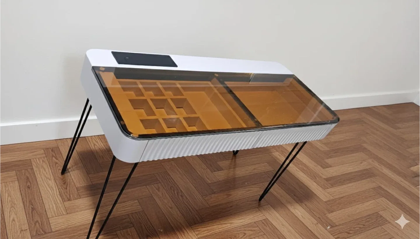 Modern Vanity Desk with Glass Top & Storage image indicator(2)