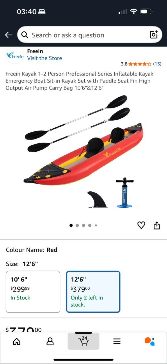 Freein Inflatable Kayak 12’6” – NEW!