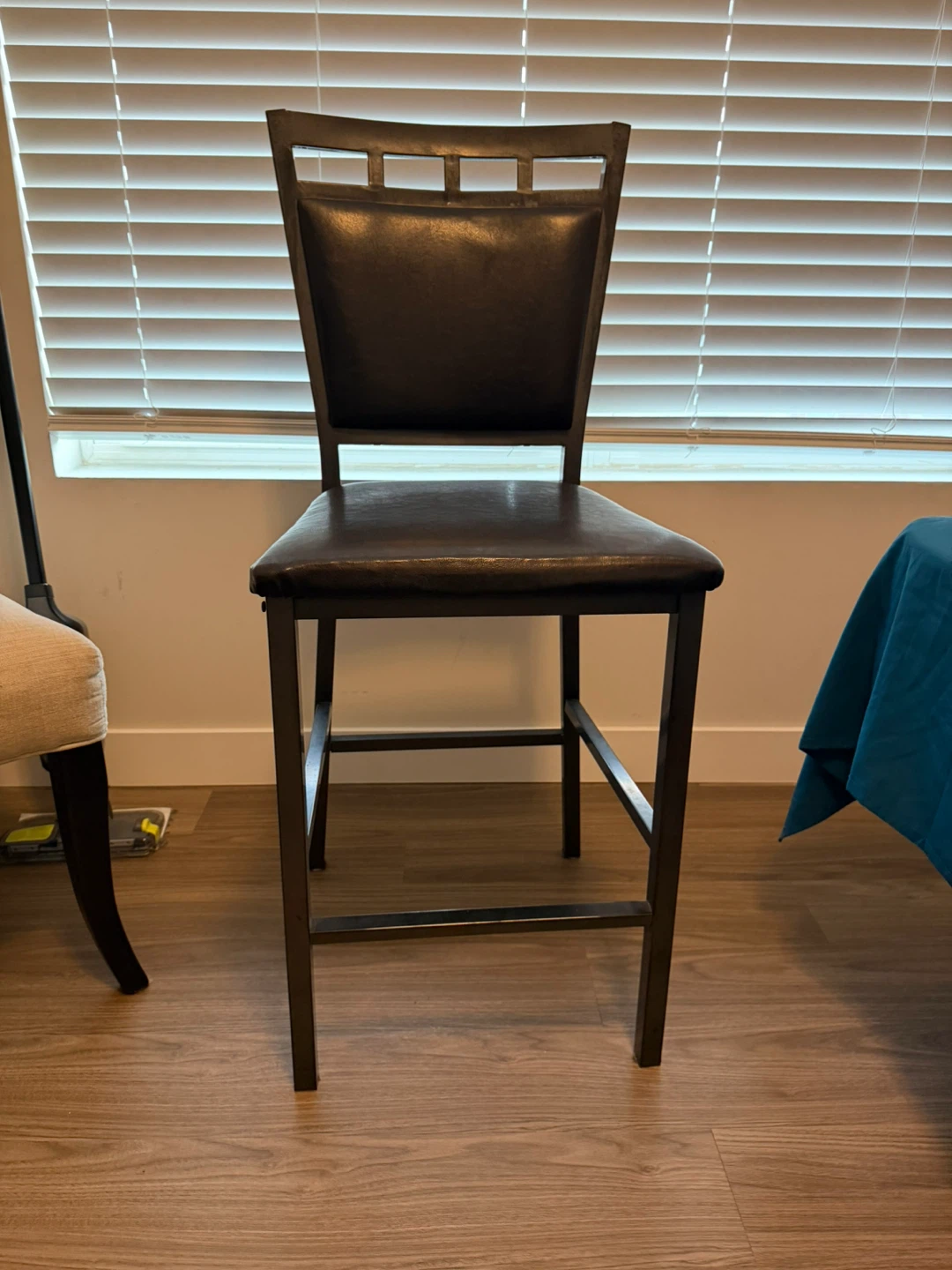 4 Black Faux Leather Bar Stool