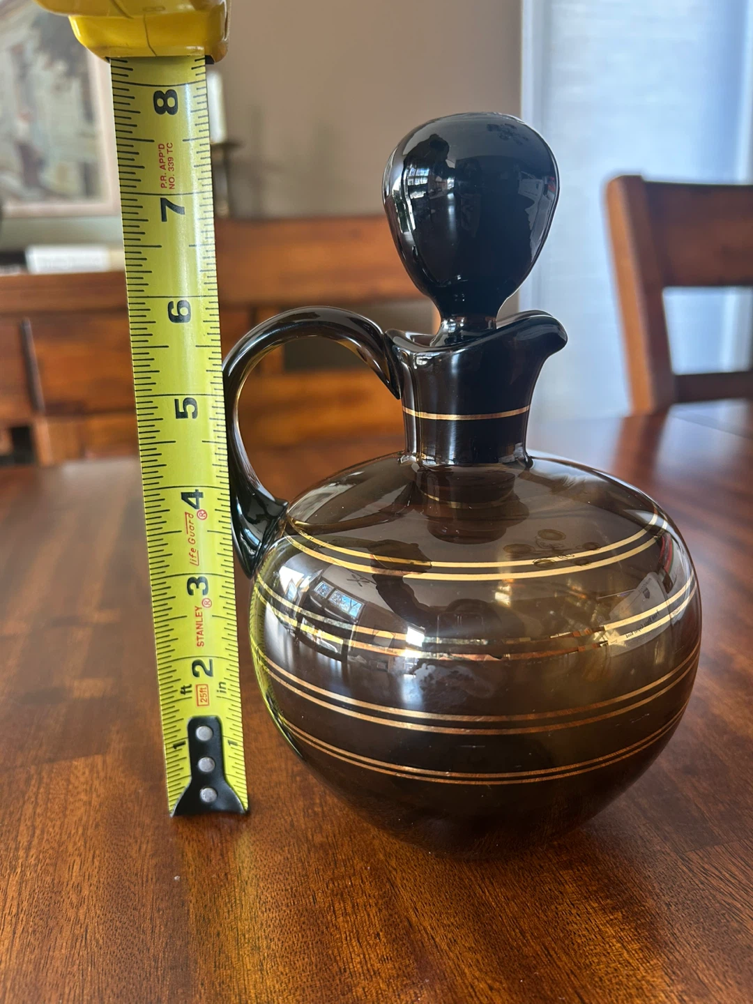 Vintage MCM Hand Blown Brown Glass Decanter with Stopper - photo 4