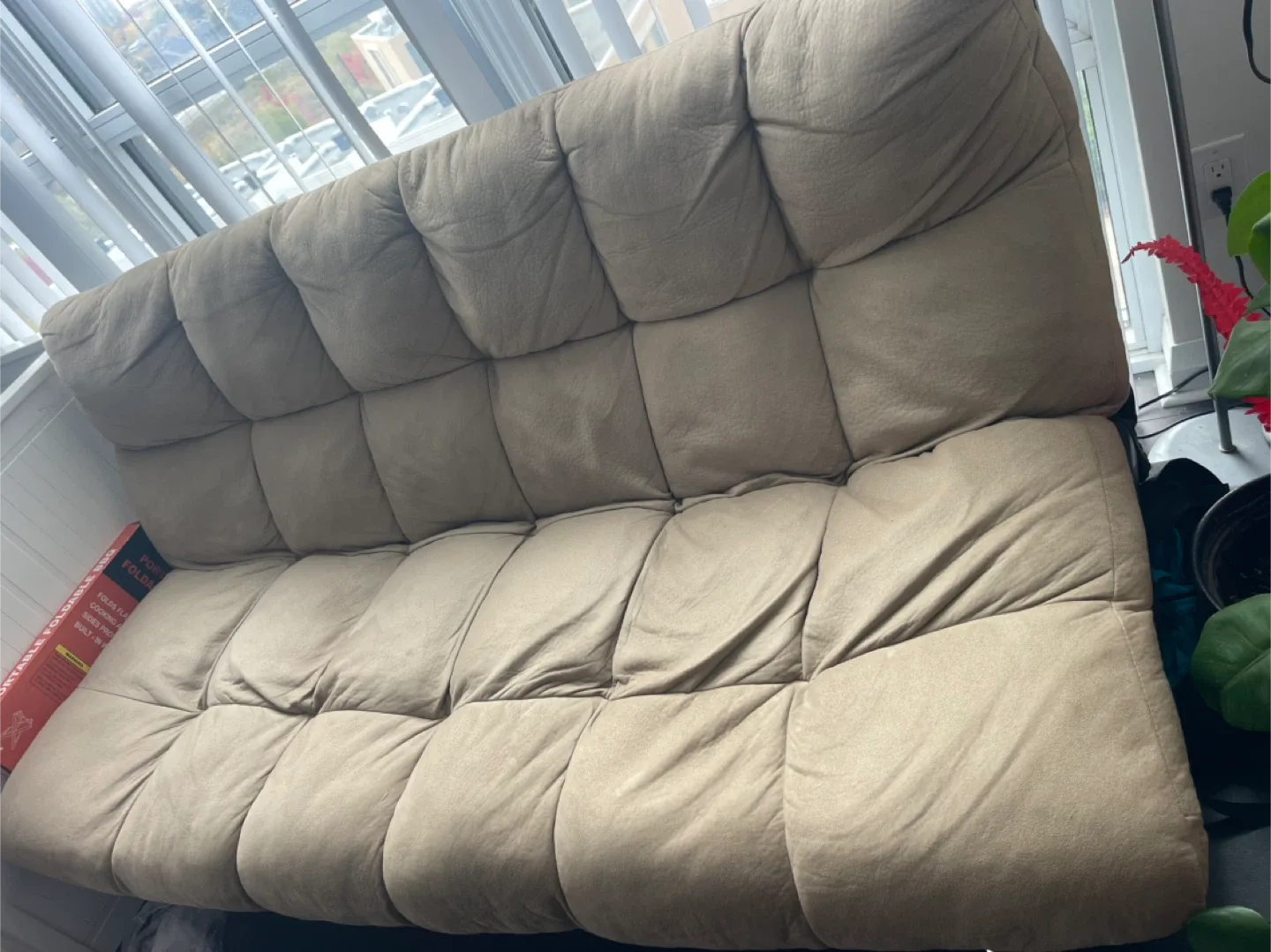 Tan Futon Sofa Bed - Like New! image indicator(2)