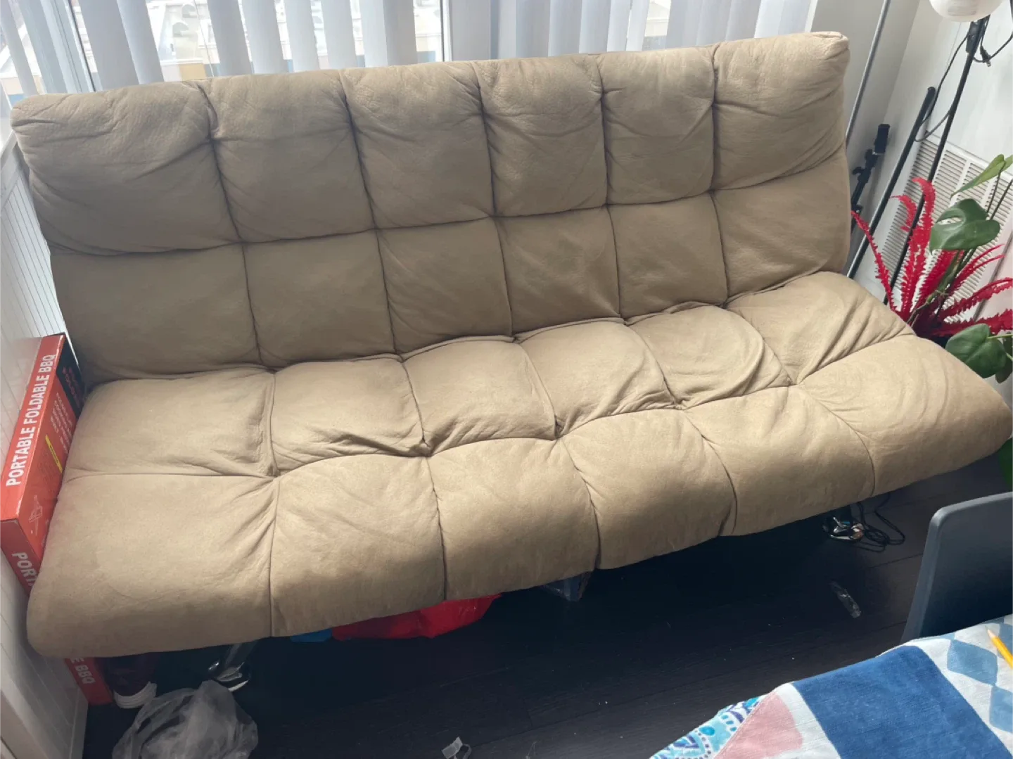 Tan Futon Sofa Bed - Like New! image indicator(4)