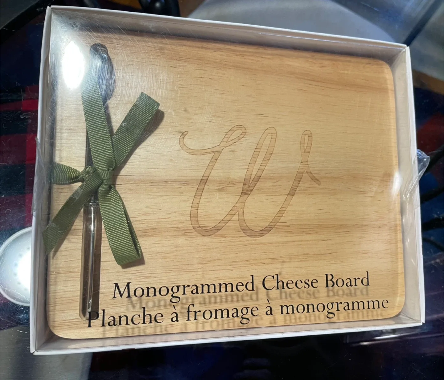 Monogrammed Cheese Board with Spreader - New in Box! thumbnail
