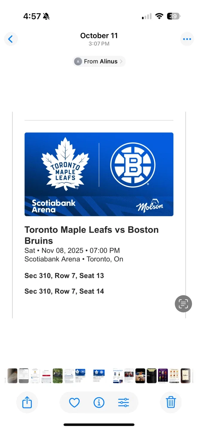 Toronto Maple Leafs vs Boston Bruins Ticket - Nov 8, 2025