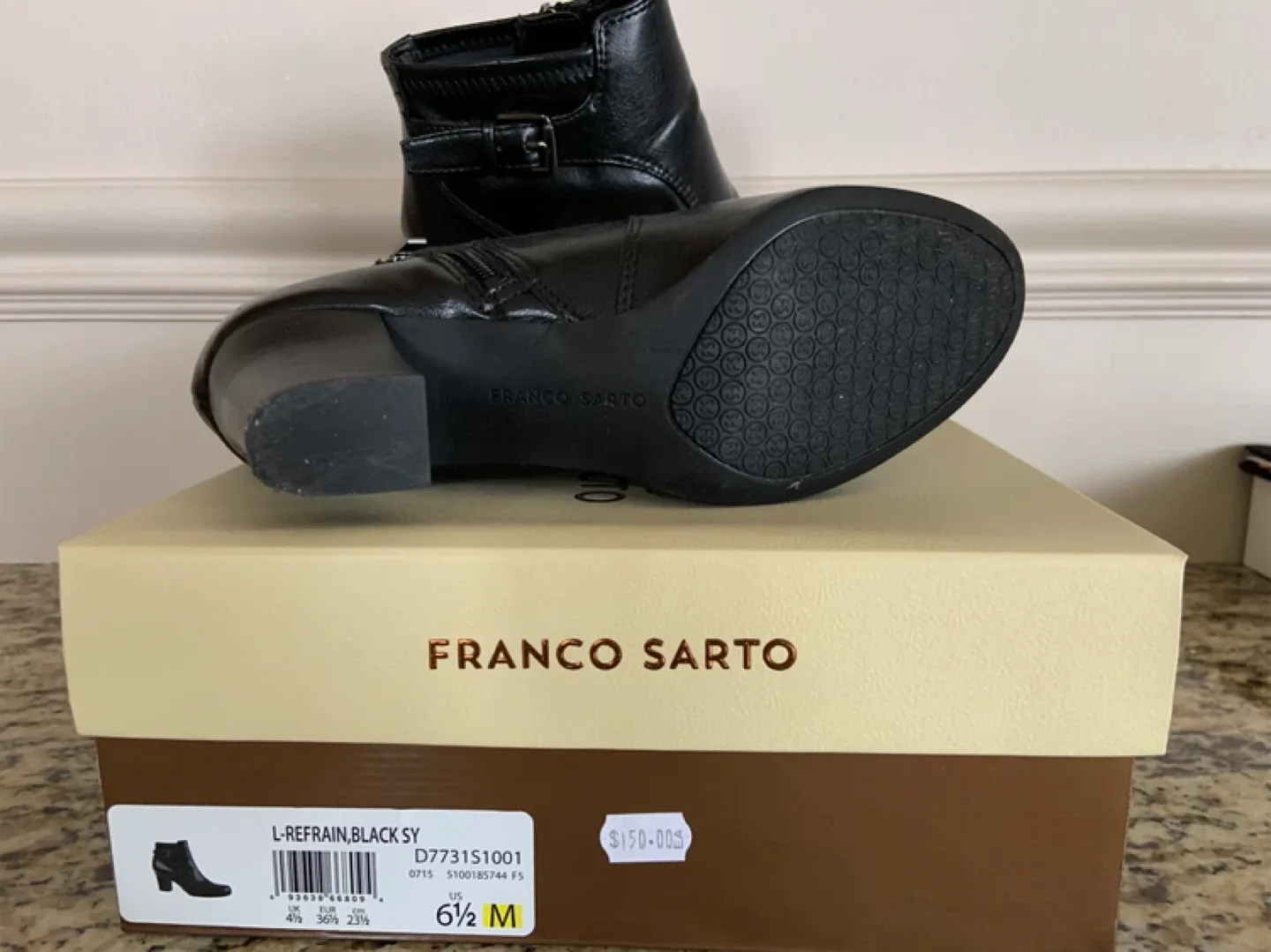 Franco Sarto Black Leather Ankle Boots - Size 6.5M image indicator(2)
