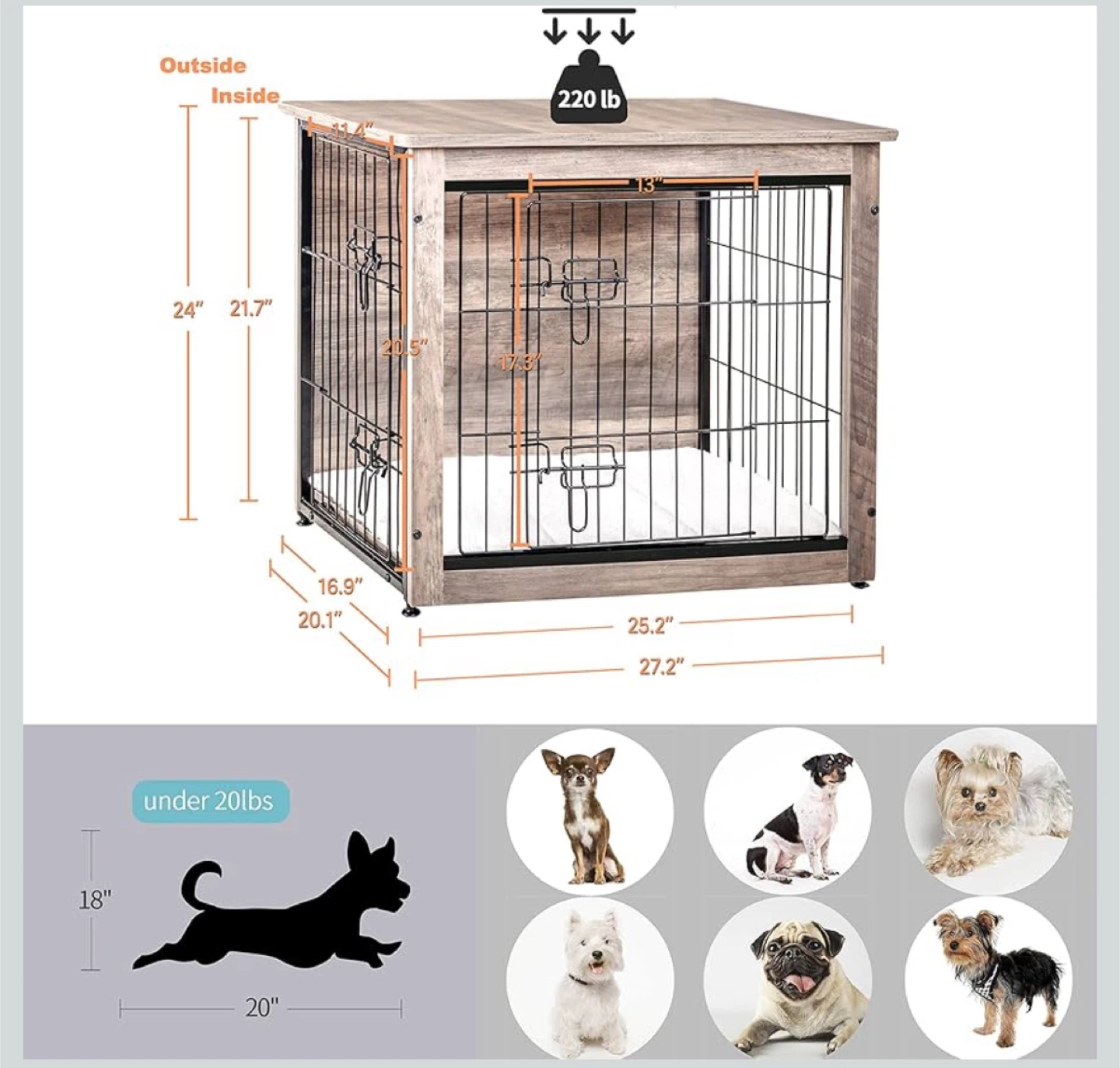 Wooden Dog Crate Furniture End Table - photo 5