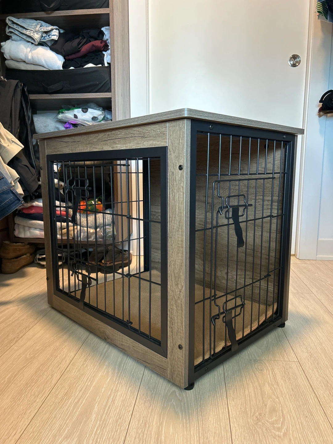 Wooden Dog Crate Furniture End Table - photo 2