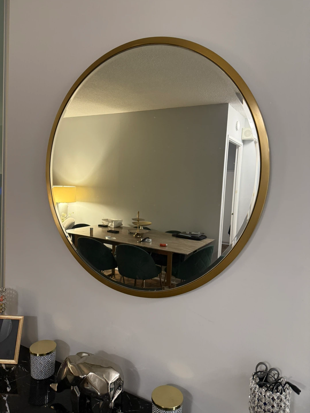 Round Gold Framed Mirror