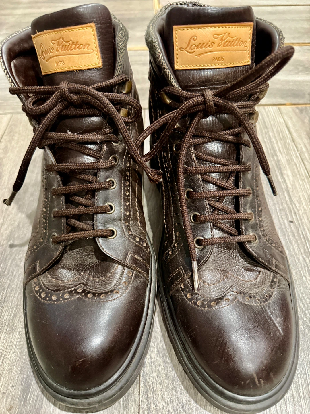 Louis Vuitton Brown Leather Ankle Boots size 7.5