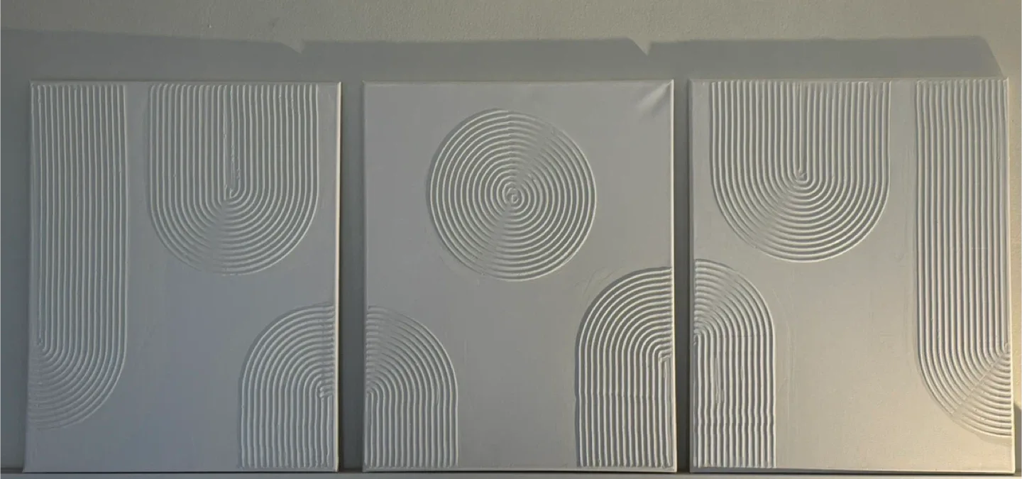 Textured White Wall Art - Set of 3 image indicator(4)