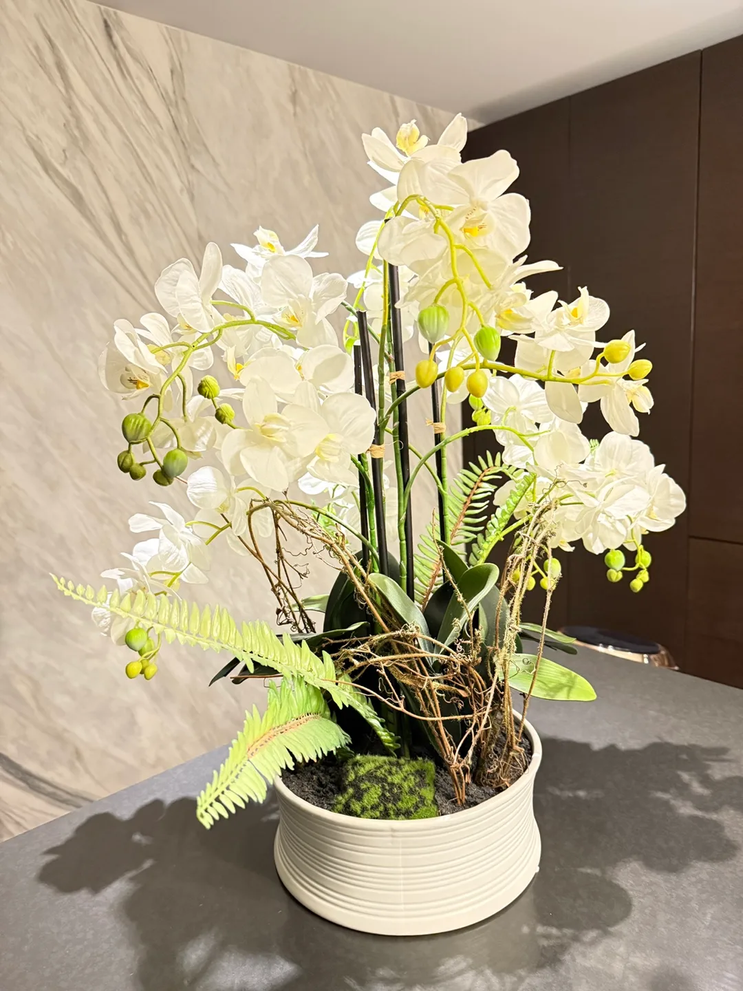 Orchid Artificial Plant with round vase image indicator(2)