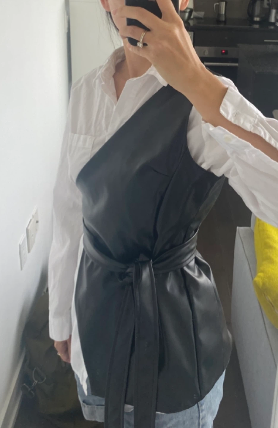 Black Faux Leather Half Vest - size S-M - photo 3