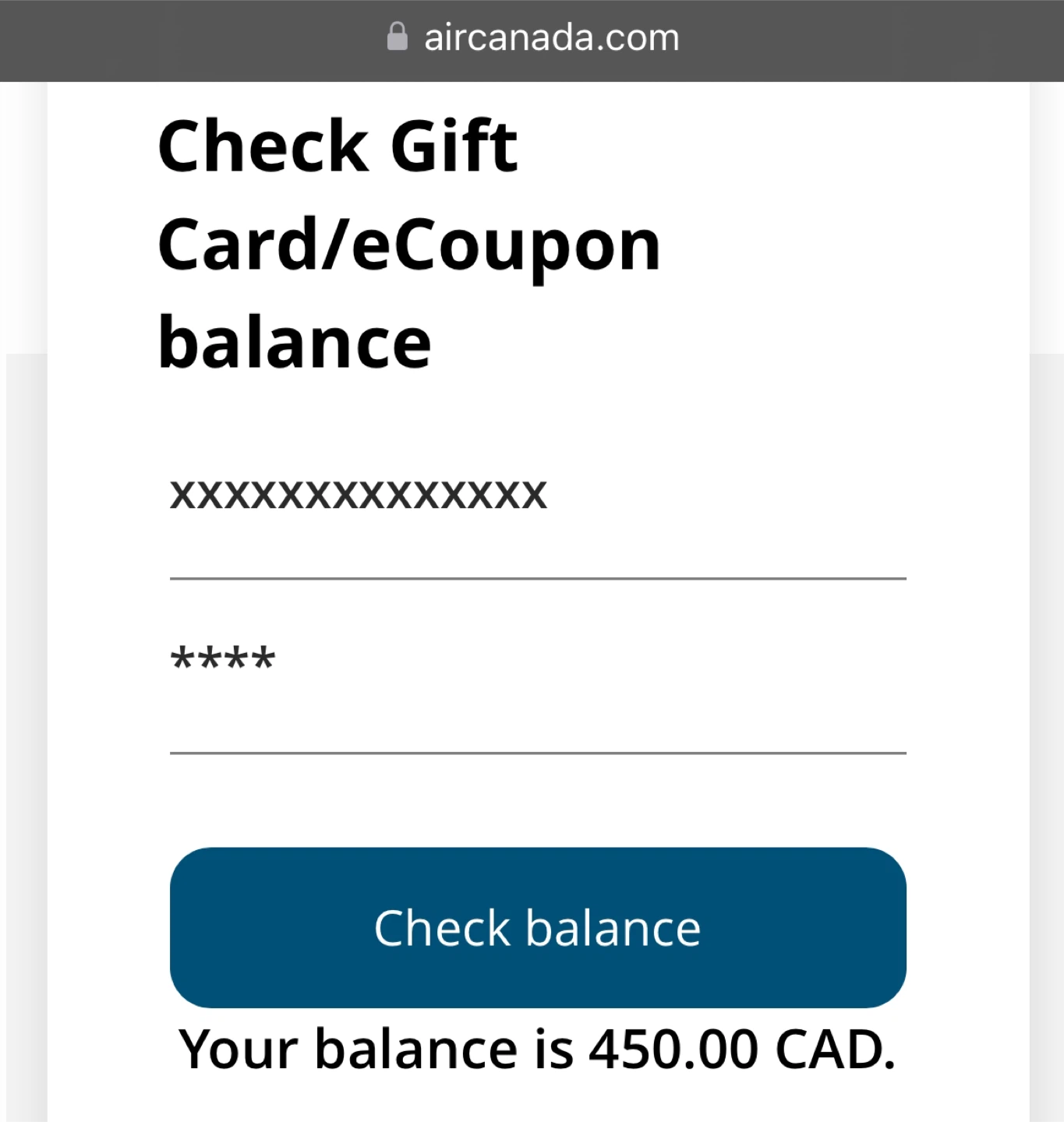 Air Canada $450 Giftcard - photo 2
