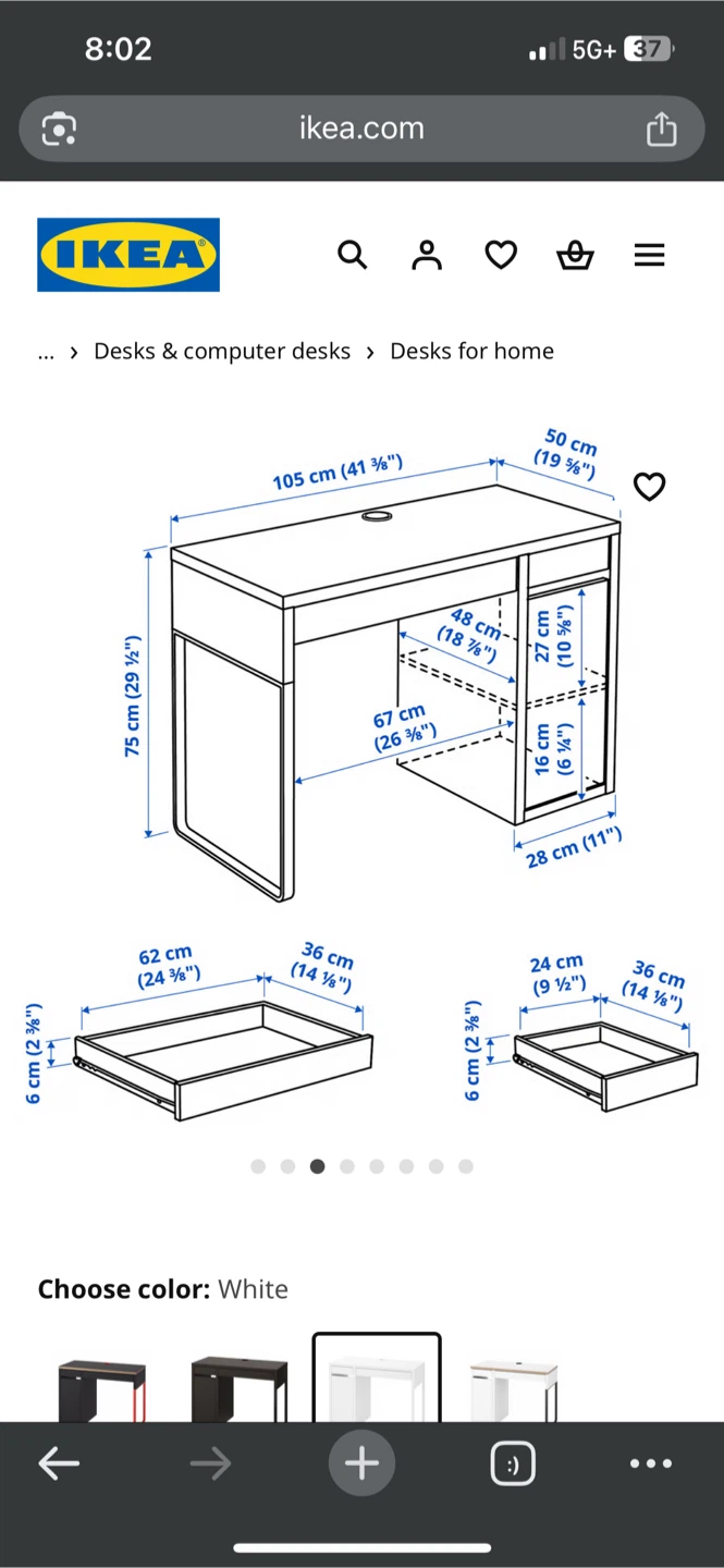 IKEA White Desk - 41 1/8" - photo 4