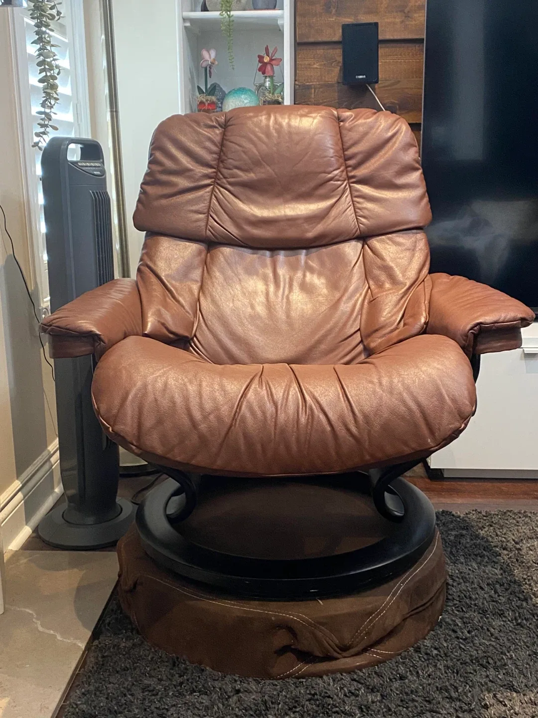 Brown Faux Leather Stressless Recliner thumbnail