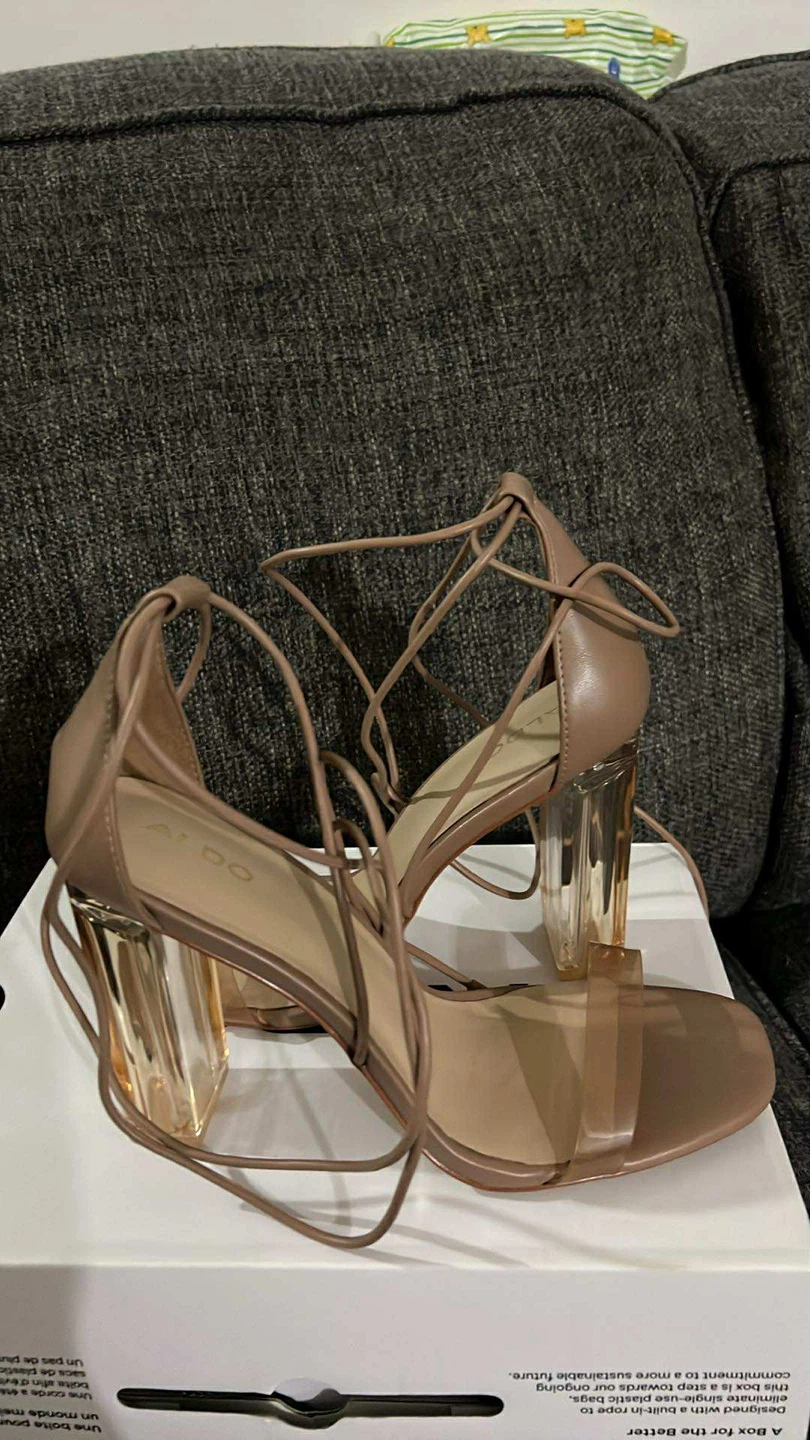 Aldo Clear Heel Lace Up Sandals size 10 - photo 3