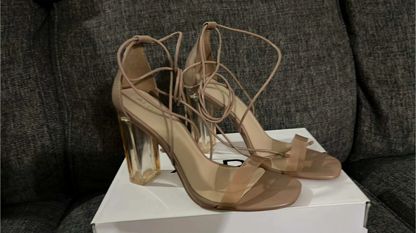 Aldo Clear Heel Lace Up Sandals size 10