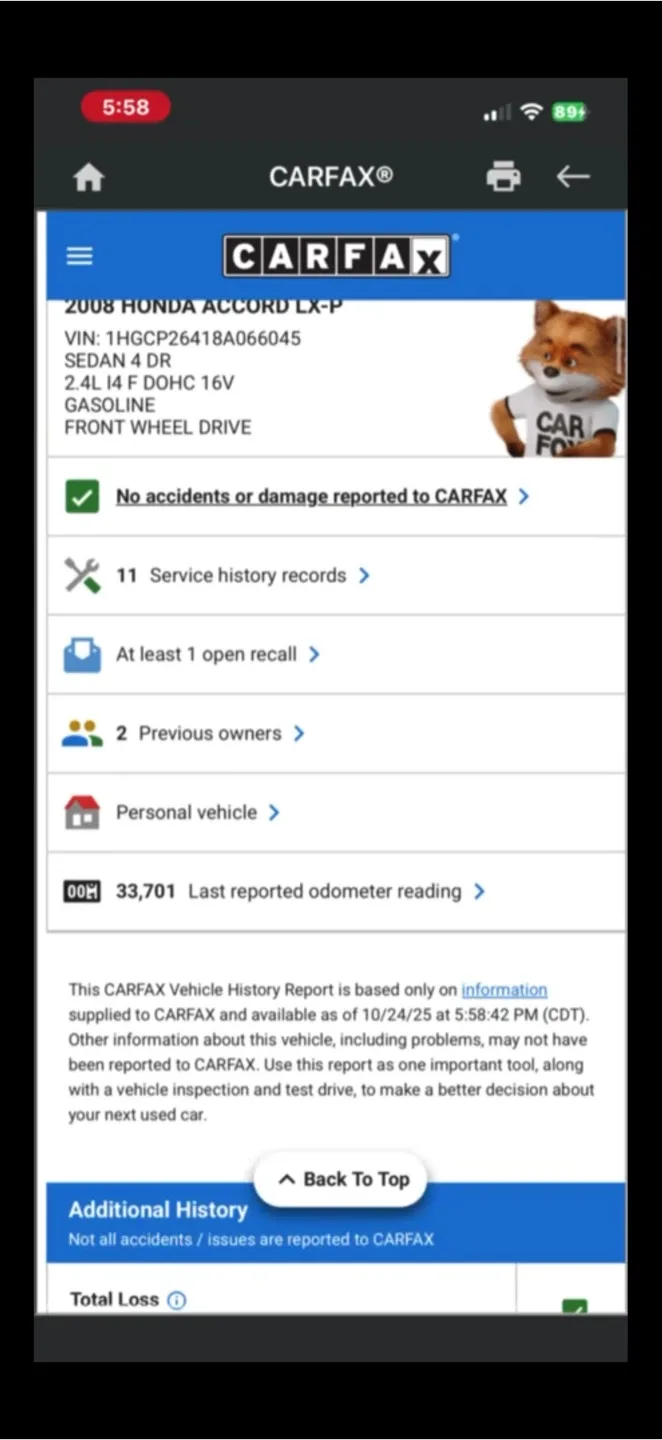 2008 Honda Accord LX-P - 34k Miles image indicator(10)