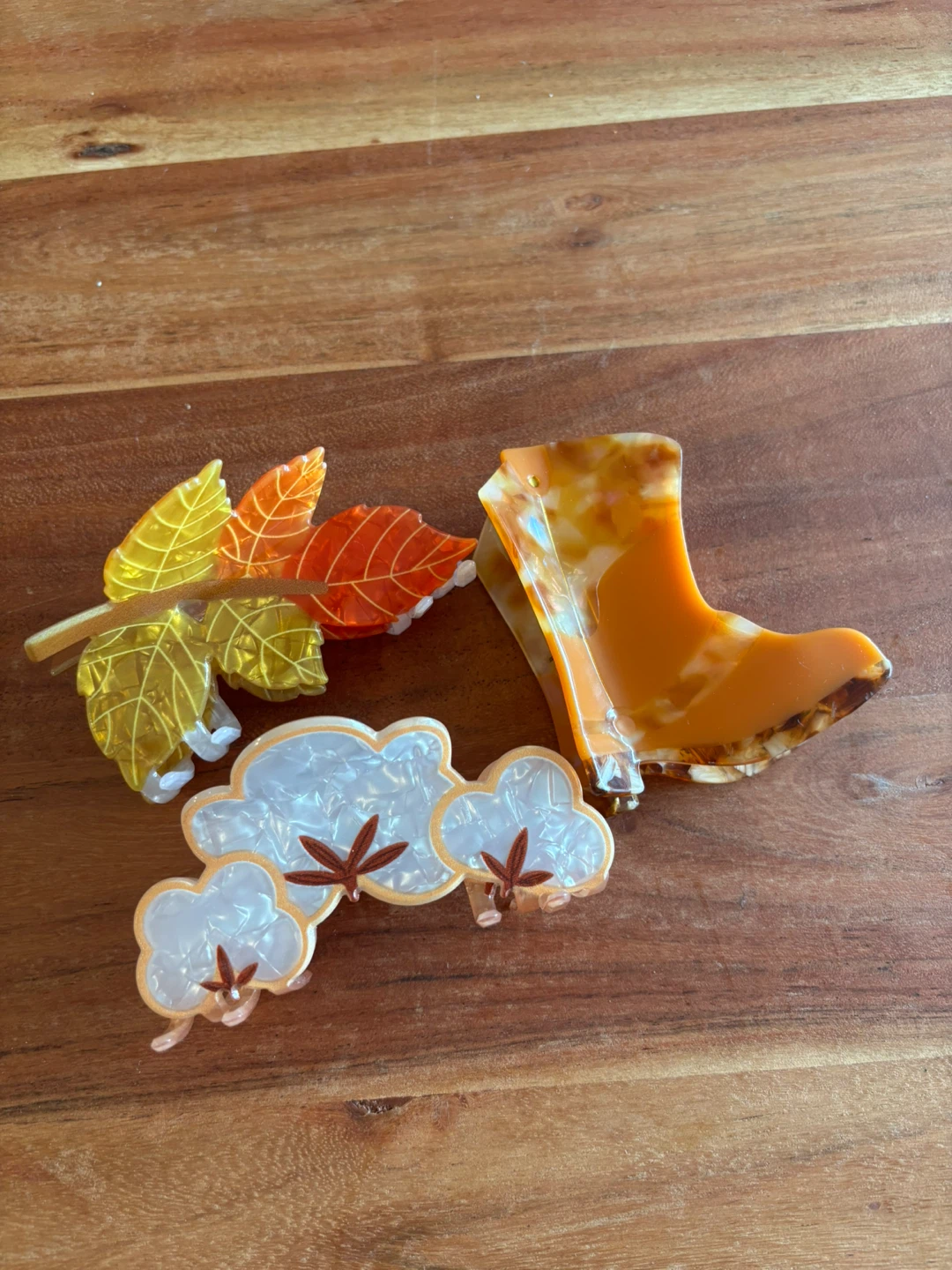 Autumn Leaf & Cloud Hair Claw Clip Set