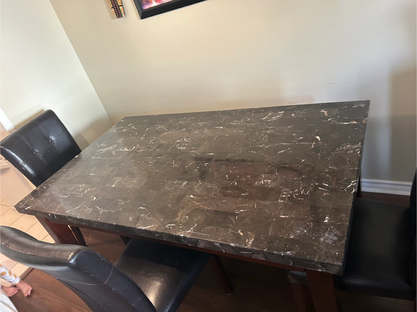 Dining Table with  3Chairs - Dark Marble - photo 3