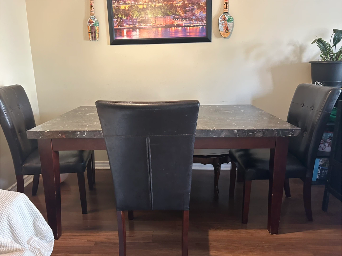 Dining Table with  3Chairs - Dark Marble - photo 2