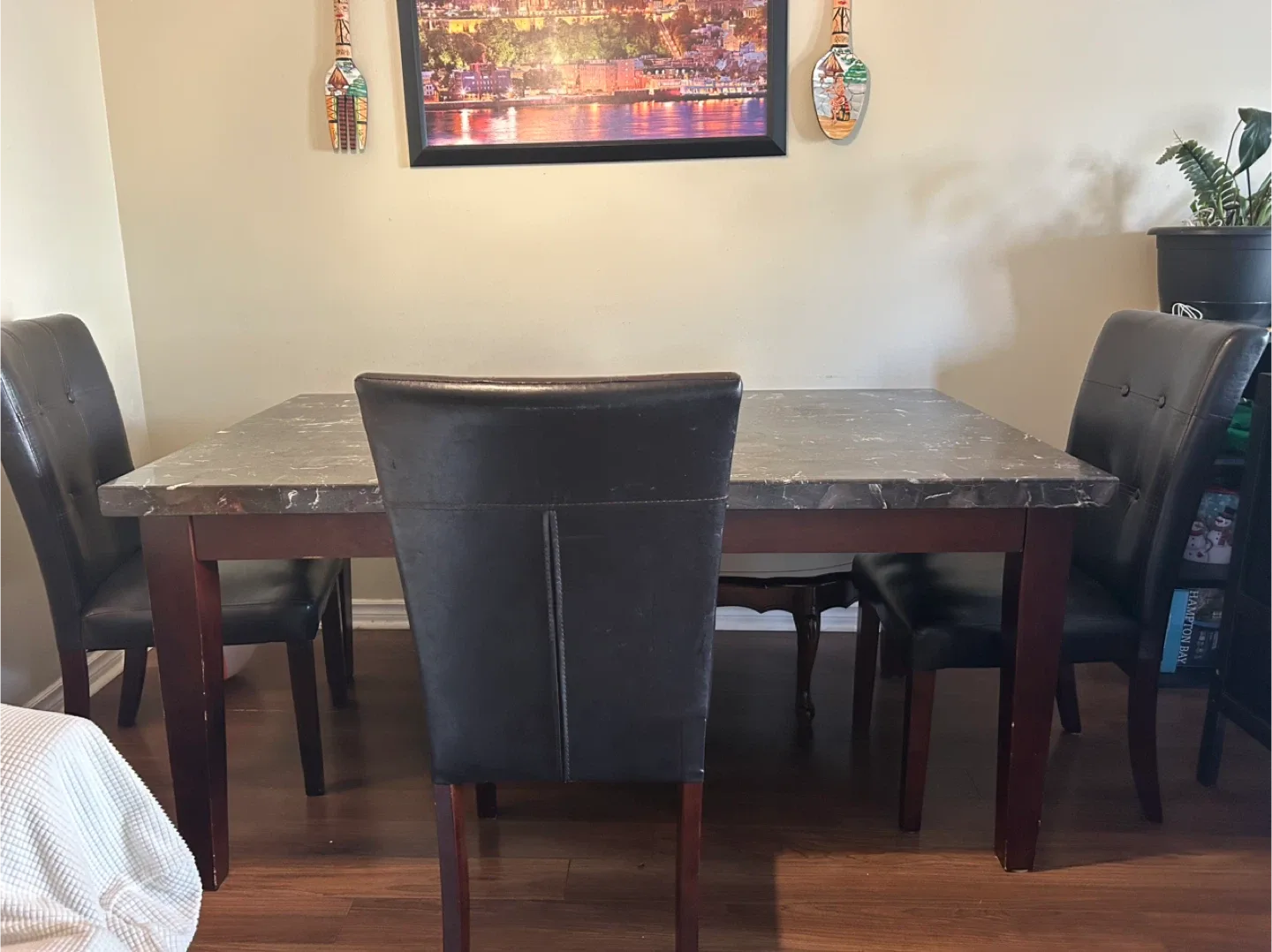 Dining Table with  3Chairs - Dark Marble image indicator(2)