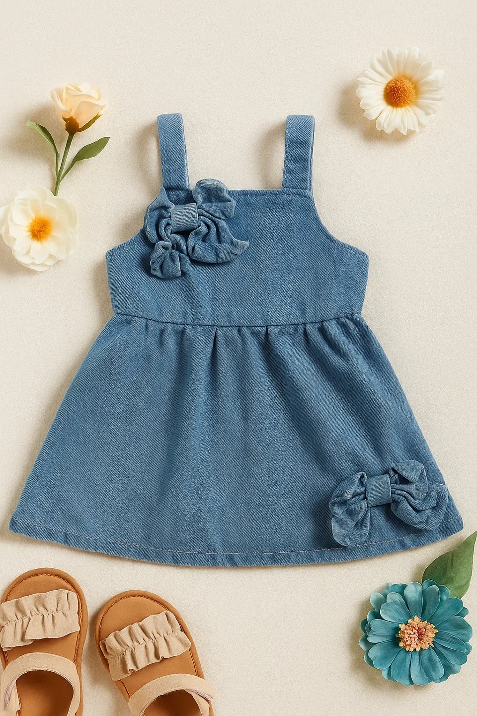 NEW White Button-Down Baby Jacket 3-6 months + FREE denim dress image indicator(3)