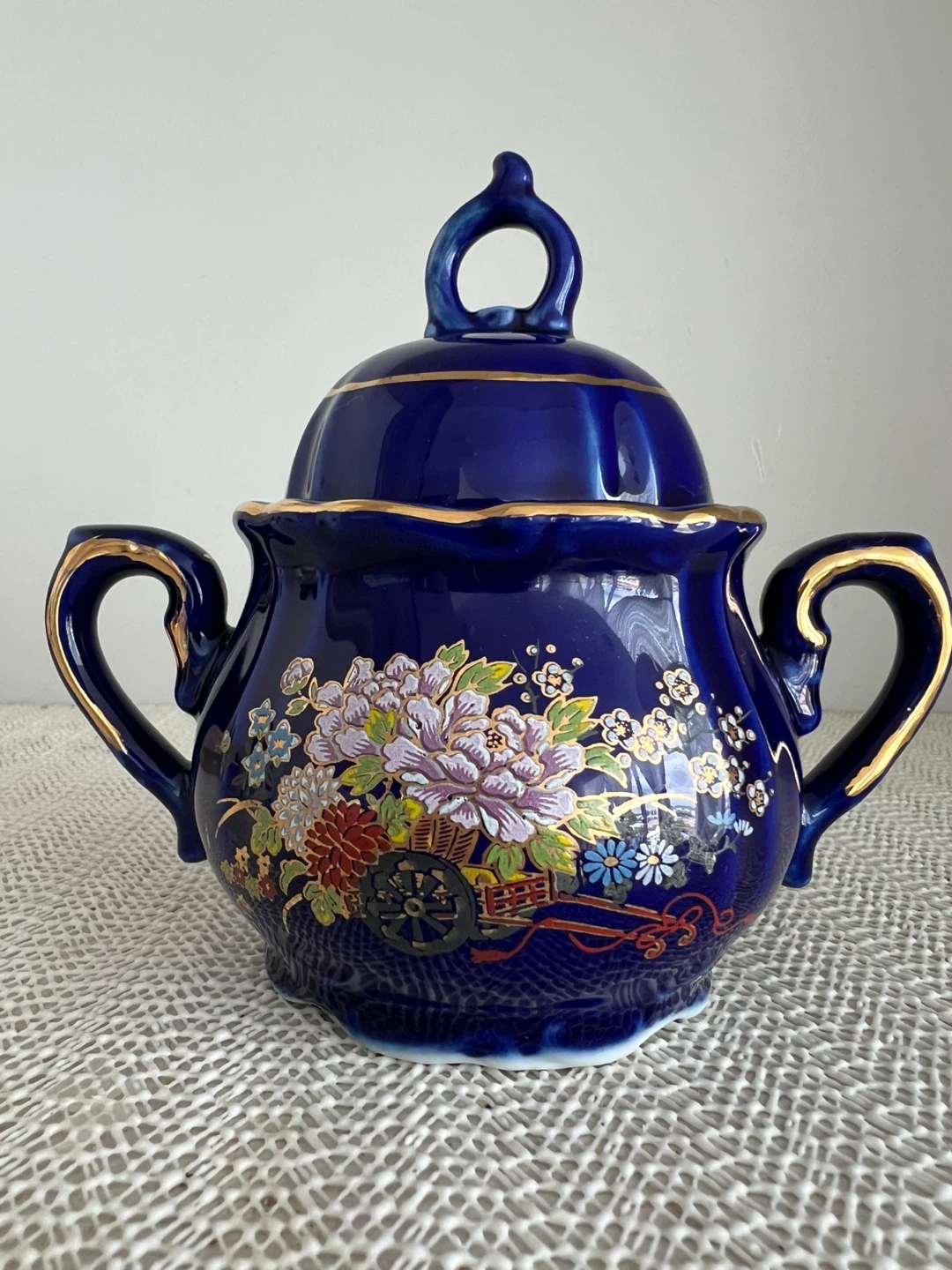 Vintage Blue Floral Tea Set - Teapot & Sugar Bowl - photo 3