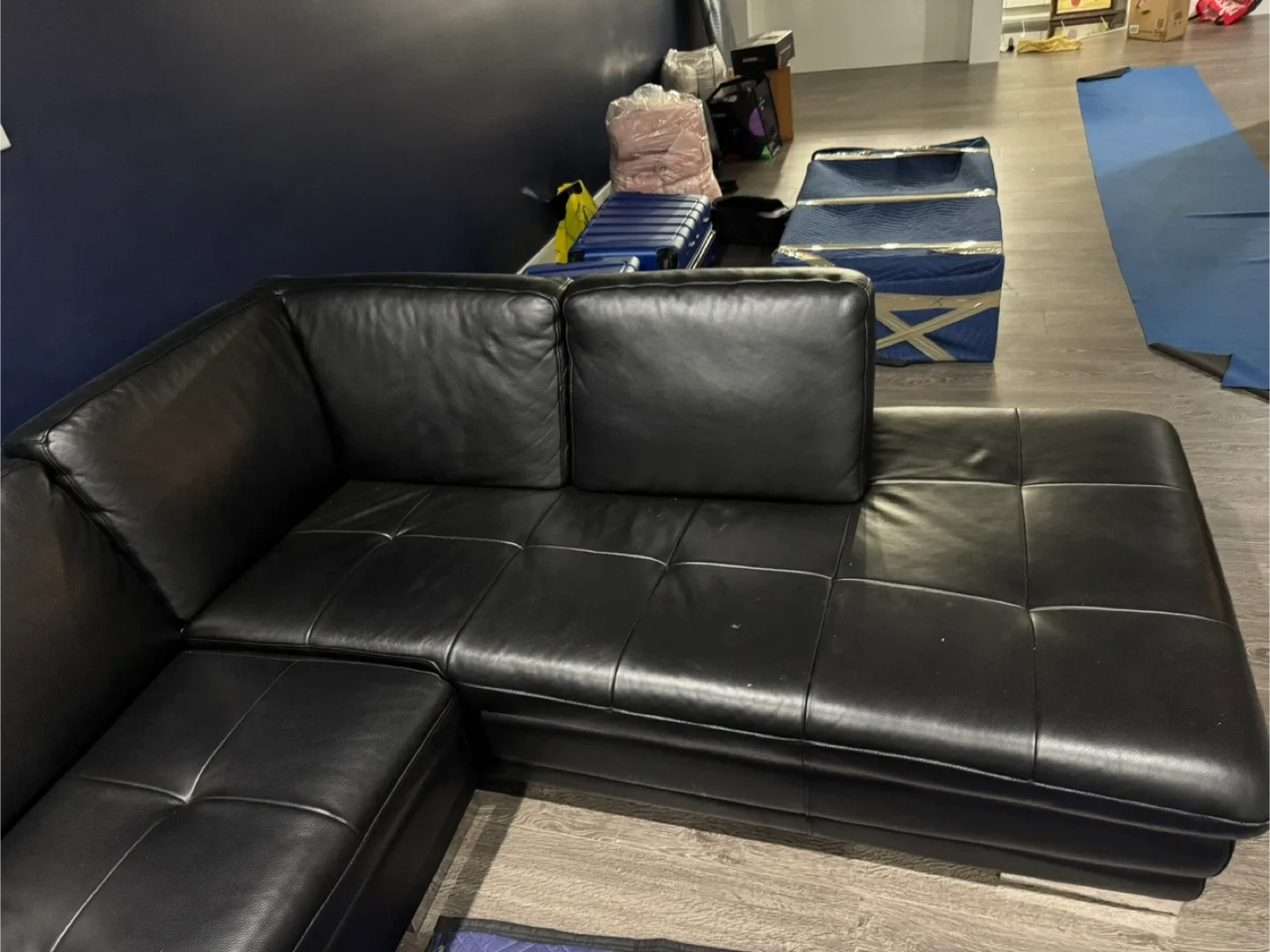 MOVING SALE - Black Leather Sectional Sofa image indicator(2)