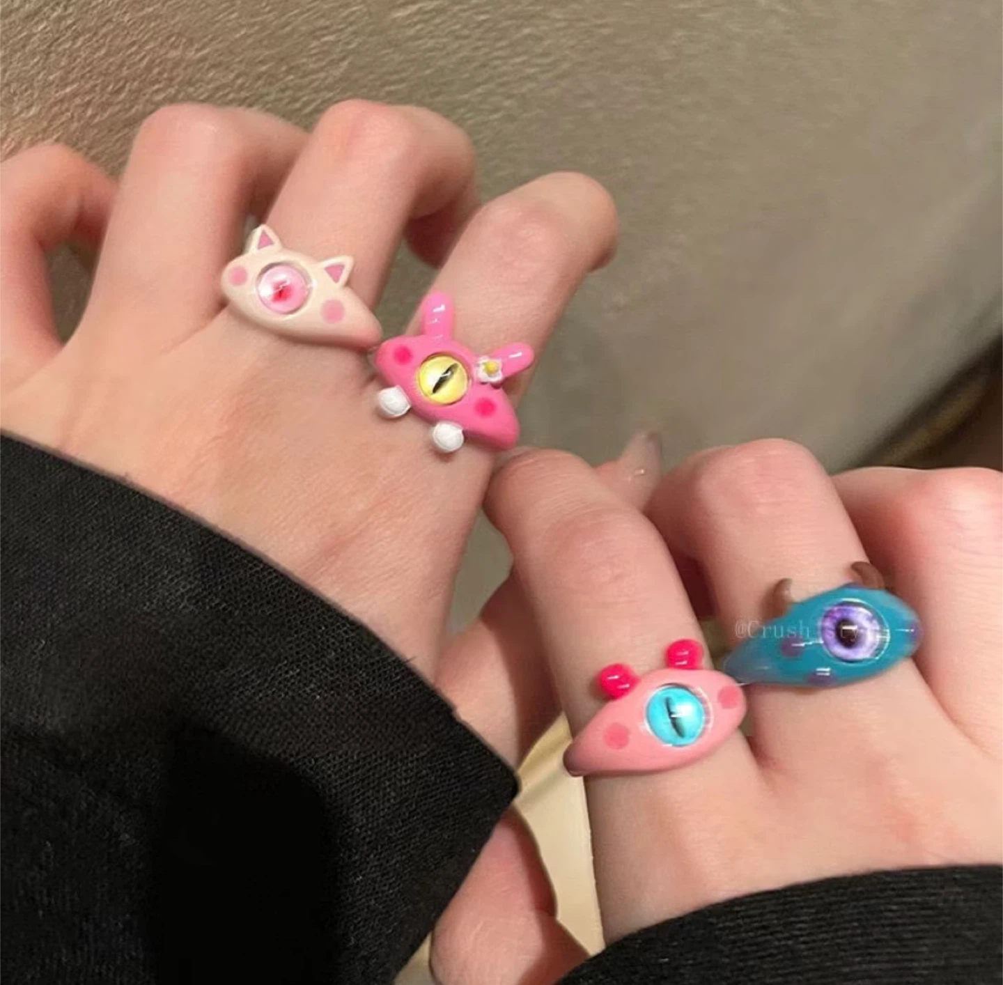 Cute Monster Eye Ring - Adjustable, Colorful & Handcrafted