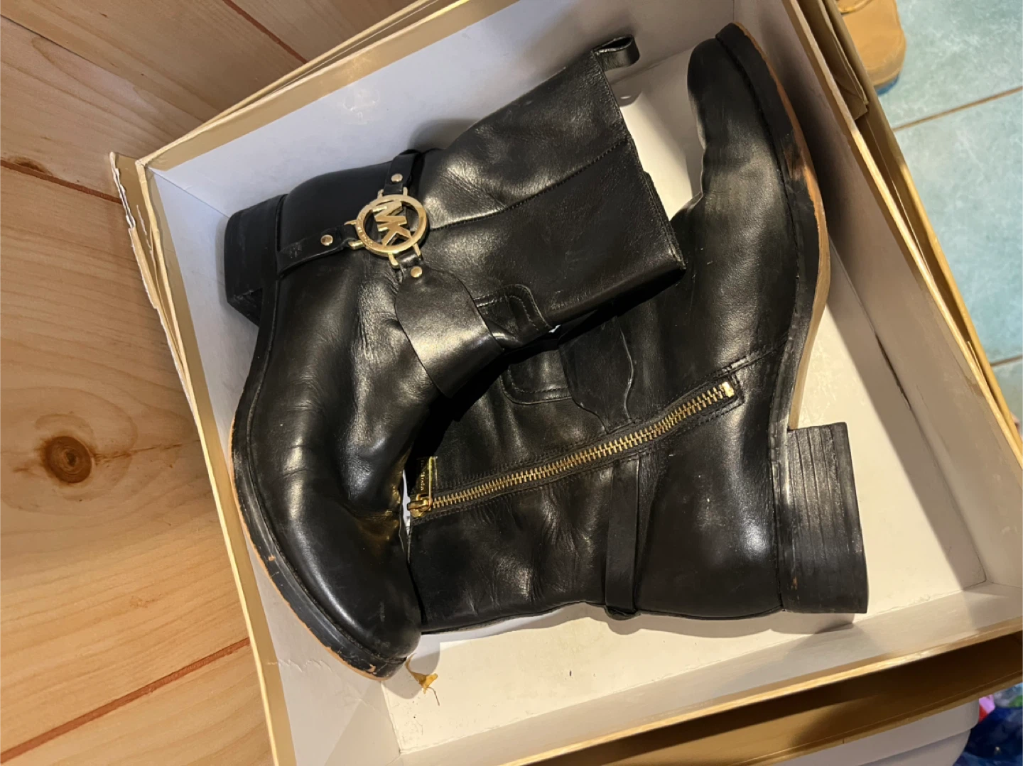 Michael Kors Black Leather Ankle Boots