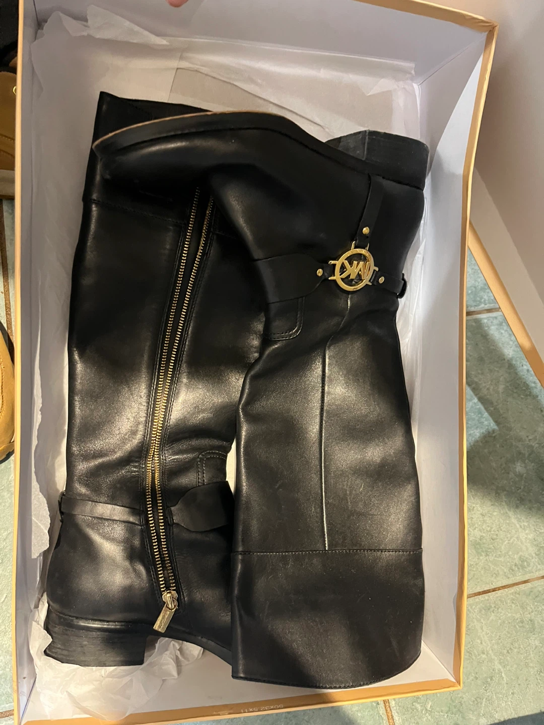 Michael Kors Black Leather Riding Boots